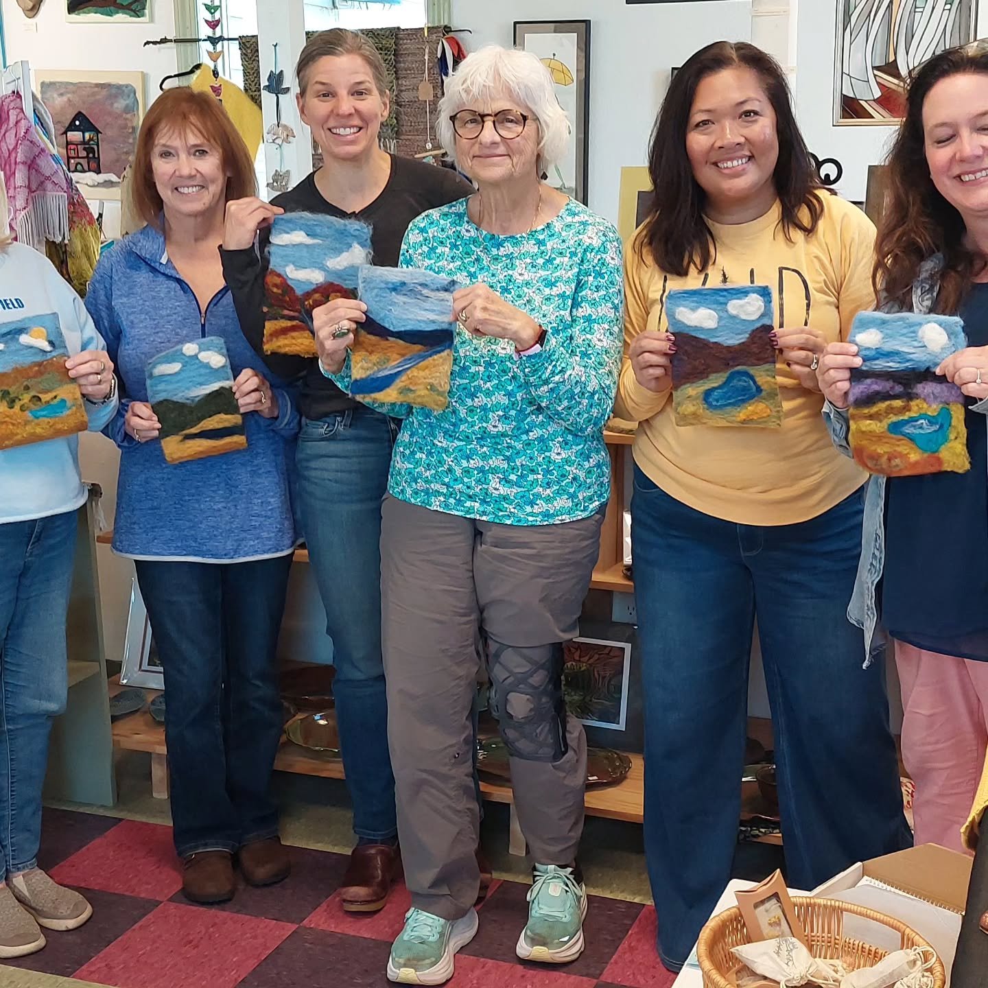 We had an enthusiastic and fun group for an Introduction to Feltmaking class! Wildblue Gallery in Bayfield..sign up for new classes at www.joanslack.com