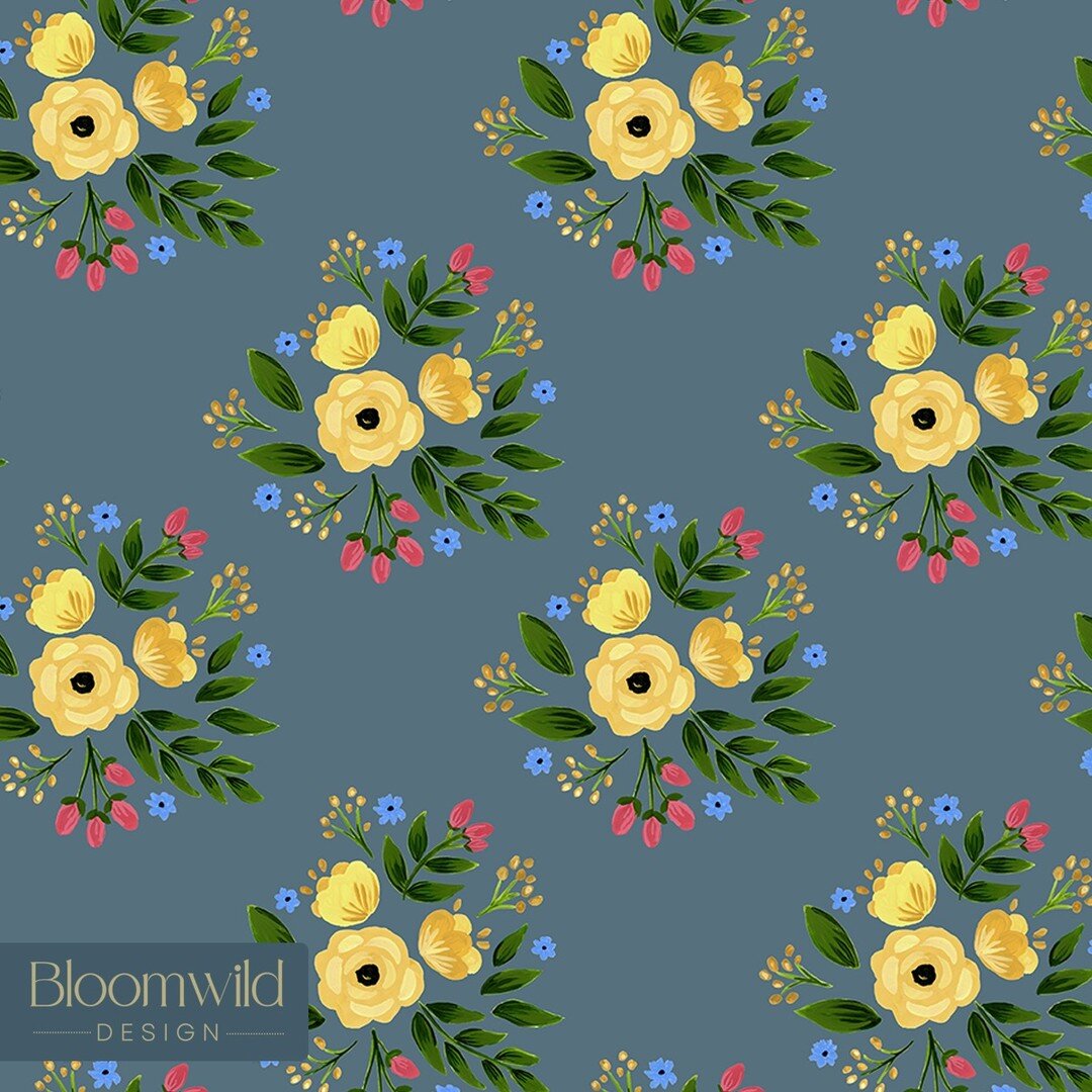 A little sunshine on a winter's day, new in the Spoonflower Shop, @bloomwilddesign available to purchase on 25+ fabric bases, 3 types of wall coverings and various home decor / soft furnishings items such as pillows, bedding, curtains, table cloths, 