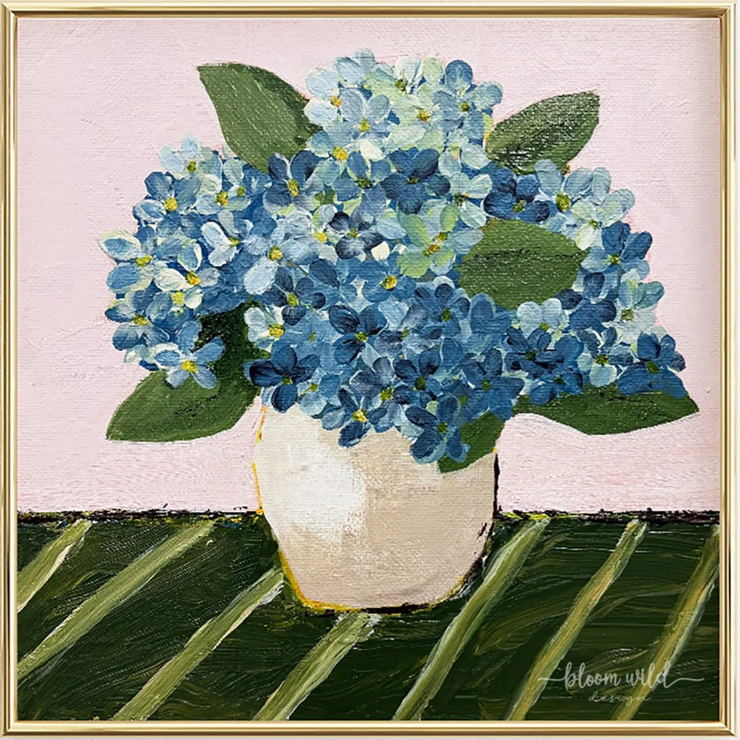 Layer by layer, petal by petal&mdash;hydrangeas are never just one shade of blue -- Loved building the depth and texture in this acrylic piece, so timeless perfect for any decor, original art acrylic on canvas board 8x8 or giclee prints available too
