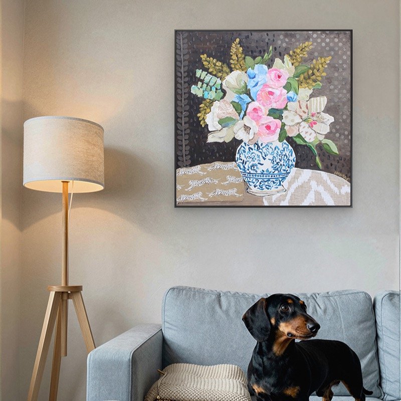 NEW ✨ &ldquo;Rose Reverie&rdquo;
Original mixed media collage on a 12x12&rdquo; cradled wood panel (1.5&rdquo; deep) or Fine Art PRINT in various sizes. 
Layered textures, hand-painted florals, and curated patterns make this piece a statement for any