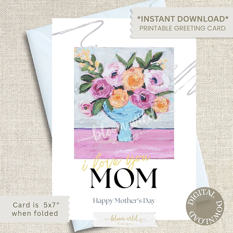 Lizzie Floral Mother's Day Card,  (Digital Download)