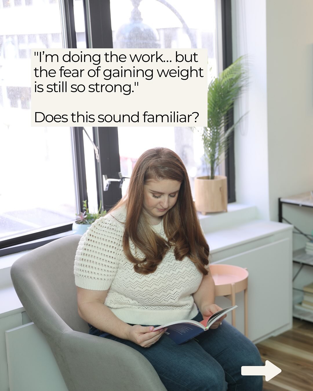 That fear doesn&rsquo;t mean you&rsquo;re failing, it means you&rsquo;ve been shaped by a world that equates thinness with safety, worth, and acceptance. 

In therapy, we make space for that fear without letting it take the lead. 

We hold it with co