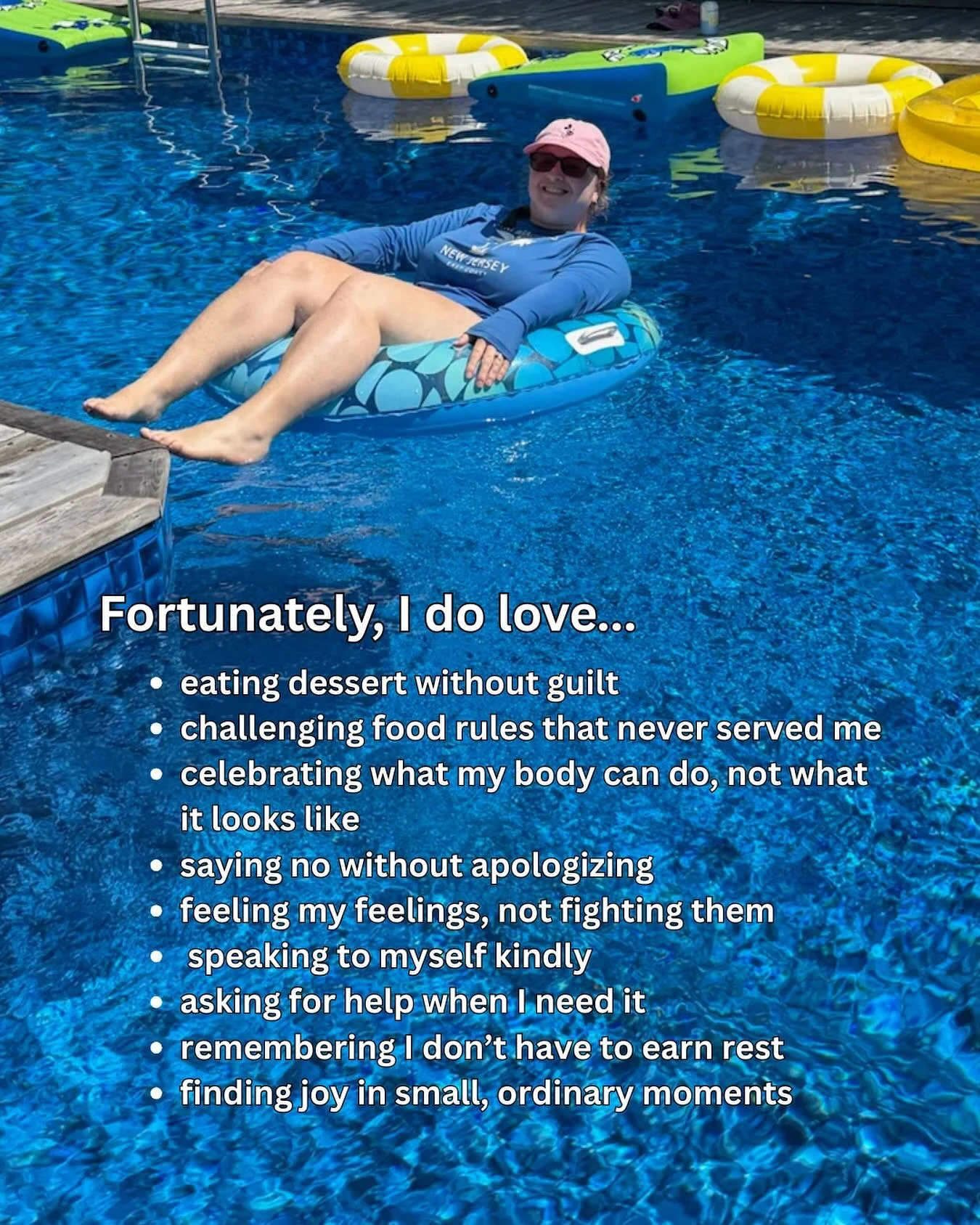 Fortunately I do love&hellip;
🩵eating dessert without guilt
🩵challenging food rules that never served me
🩵celebrating what my body can do, not what it looks like
🩵saying no without apologizing
🩵feeling my feelings, not fighting them
🩵speaking t