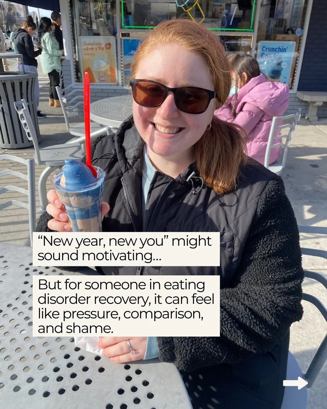 &ldquo;New year, new you&rdquo; messaging can feel motivating for some, but for people in eating disorder recovery, it often creates pressure, comparison, and shame. 

It suggests that who you are now isn&rsquo;t enough, and it pushes body-focused go