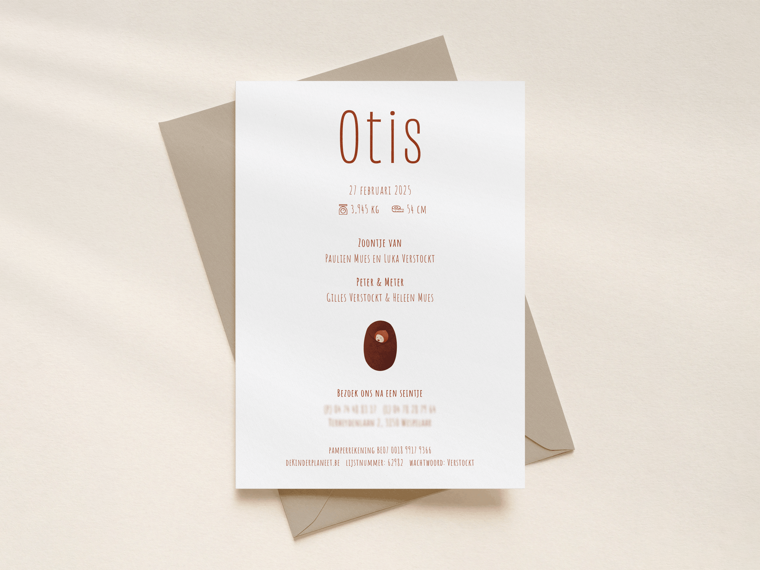 Geboortekaart achterkant Otis