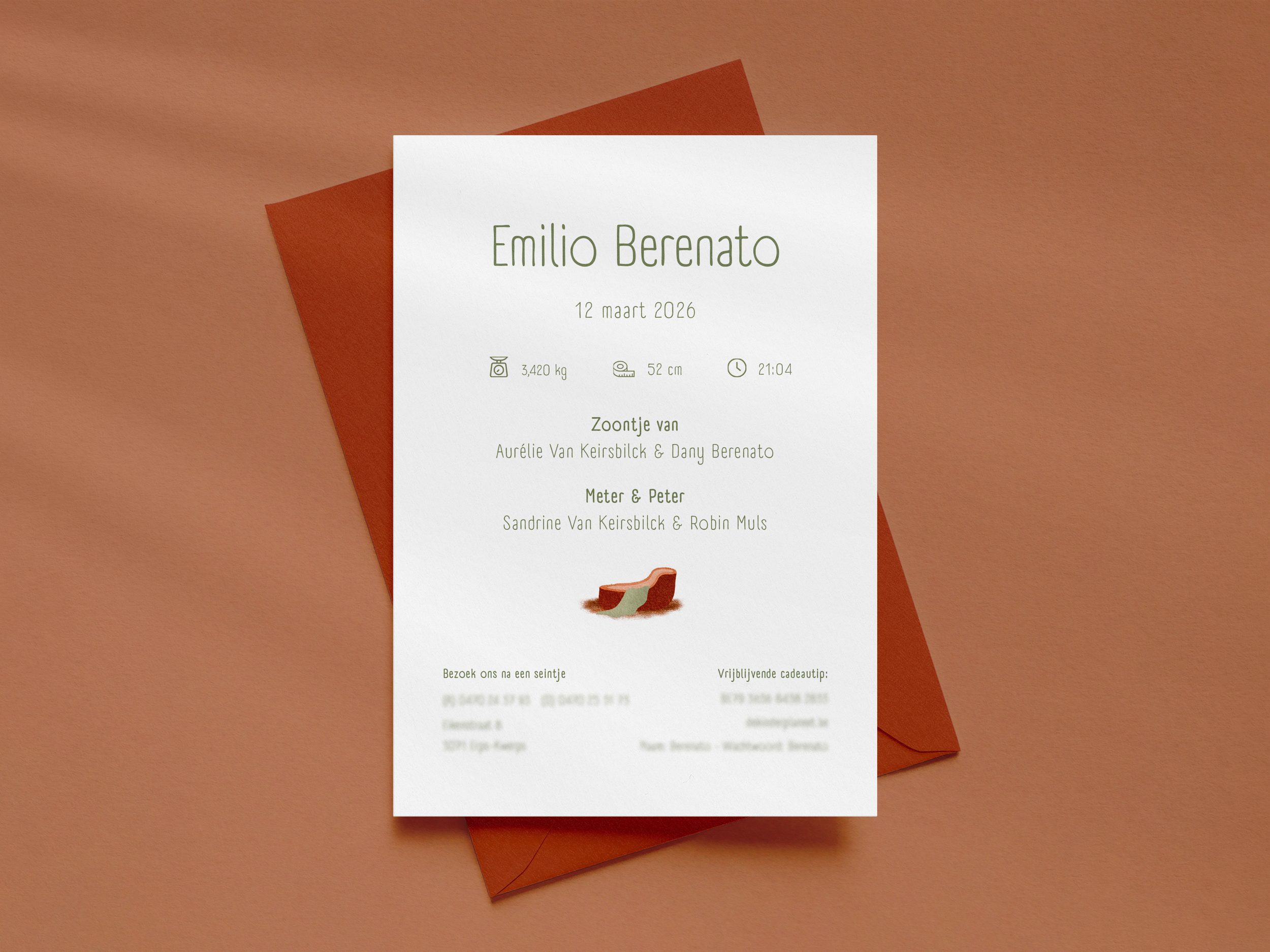 achterzijde geboortekaart Emilio