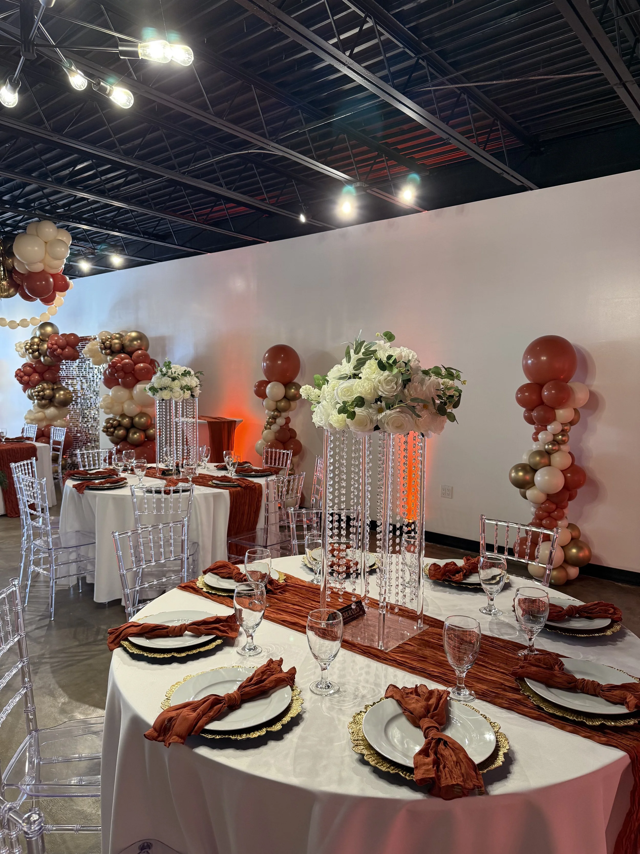 Elegant birthday setup at Bee Real Event Space in Portsmouth, VA. Fits up to 65 guest with custom decor options. 