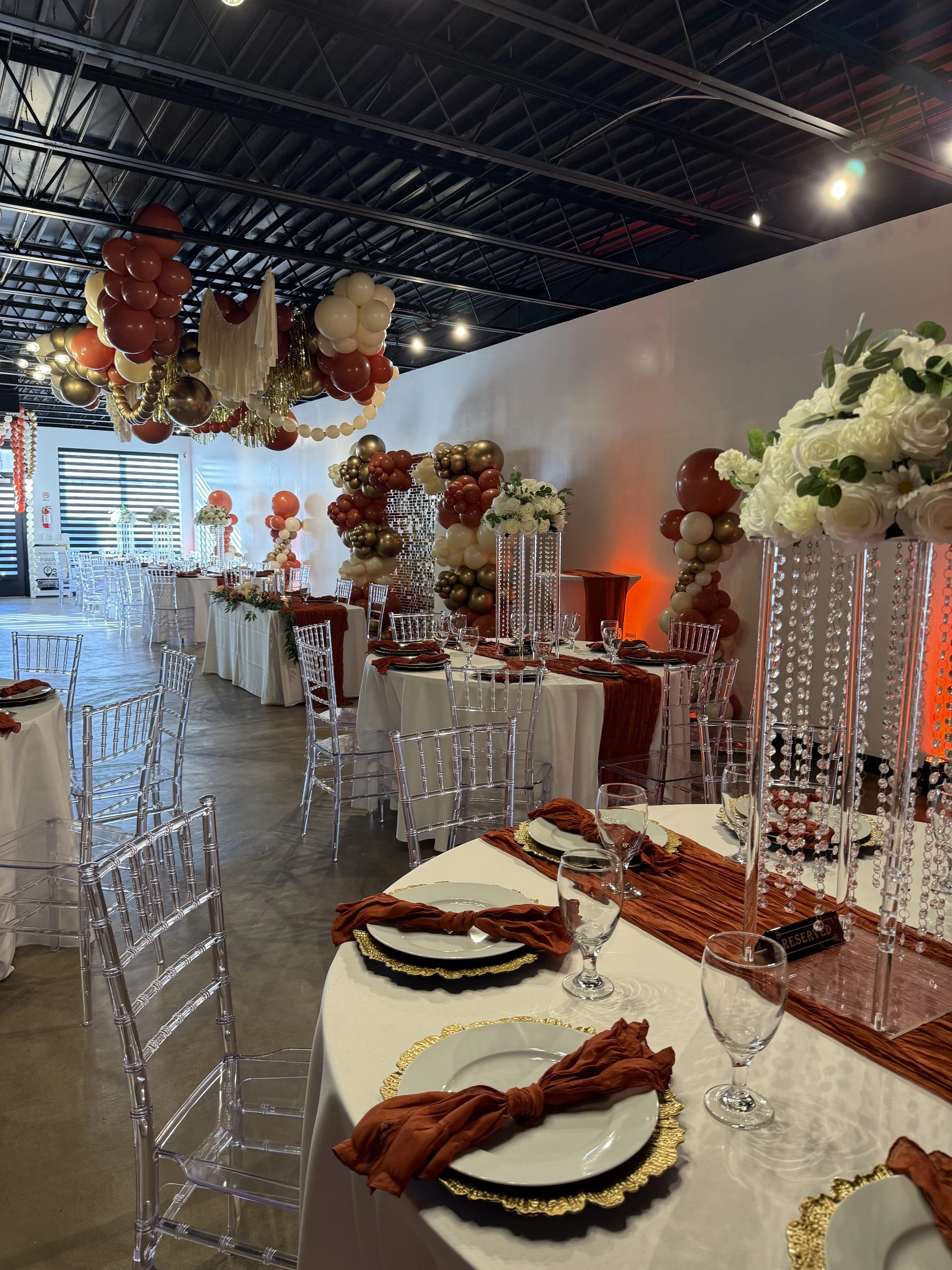 Elegant birthday setup at Bee Real Event Space in Portsmouth, VA. Fits up to 65 guest with custom decor options. 