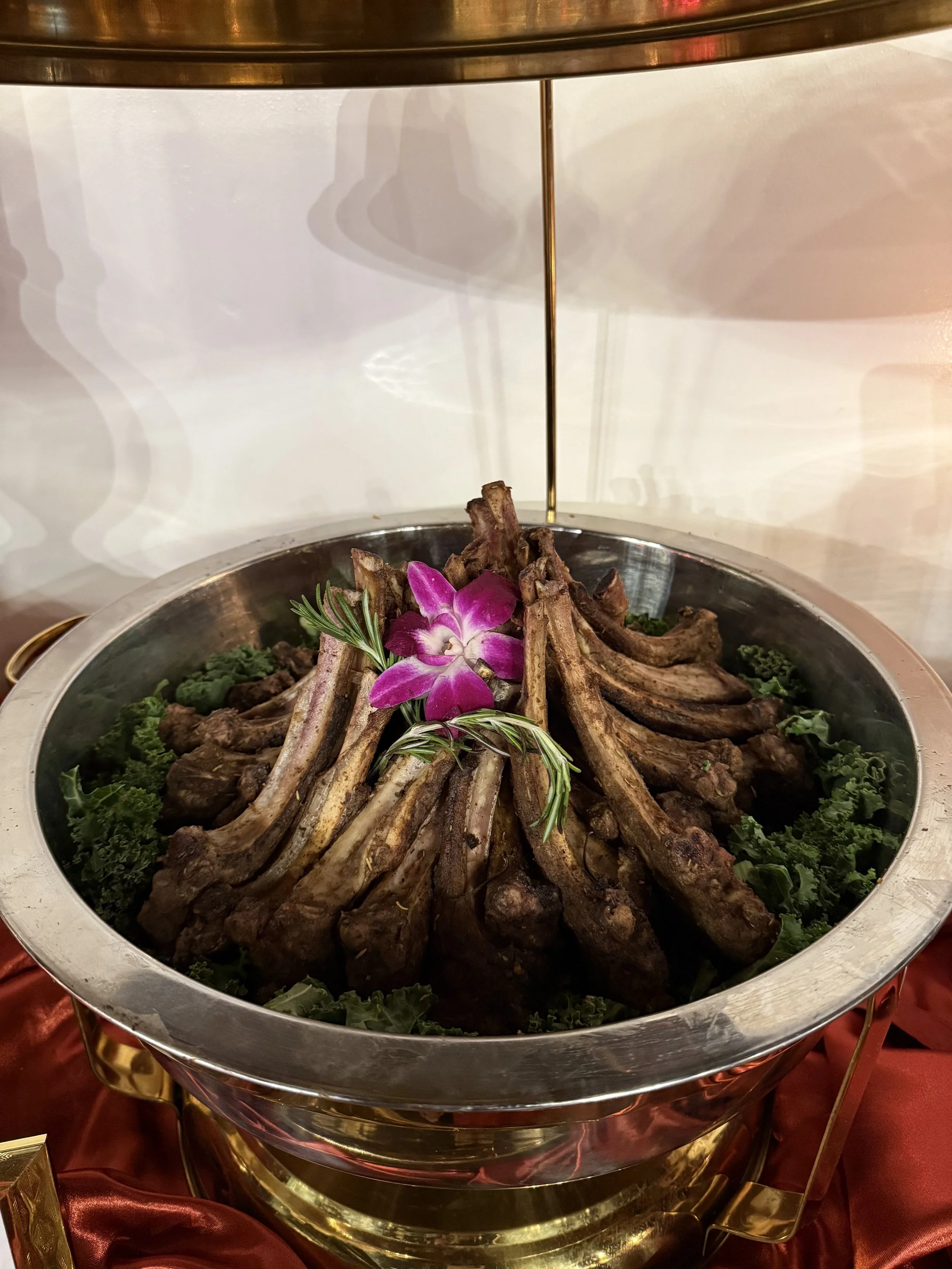 Delicious food in elegant birthday setup at Bee Real Event Space located in Portsmouth, VA. Fits up to 65 guest with custom decor options. 