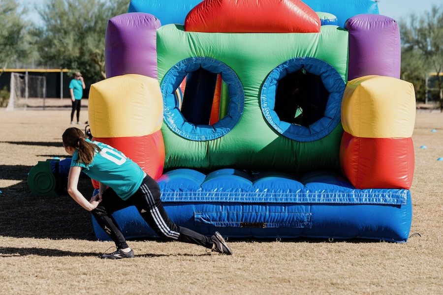 Leaving the inflatable obstacle course