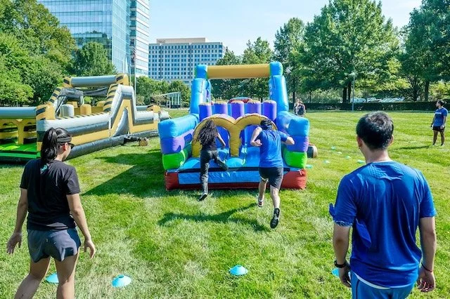 Inflatable obstacle courses make for a hilarious and action-packed birthday activity that adults love