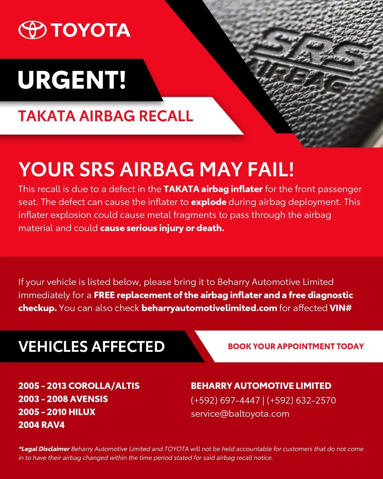 BAL Toyota Takata Airbag Recall