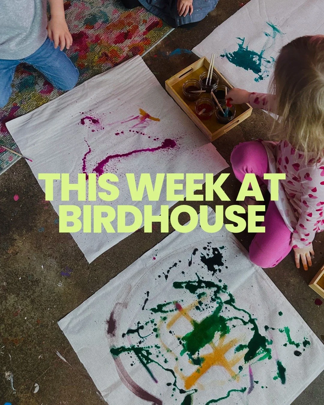 Your weekly Birdhouse rundown 🎨

New classes announced
Chickadee drop-in
Booking opens Friday
Open Studio Saturday

✌