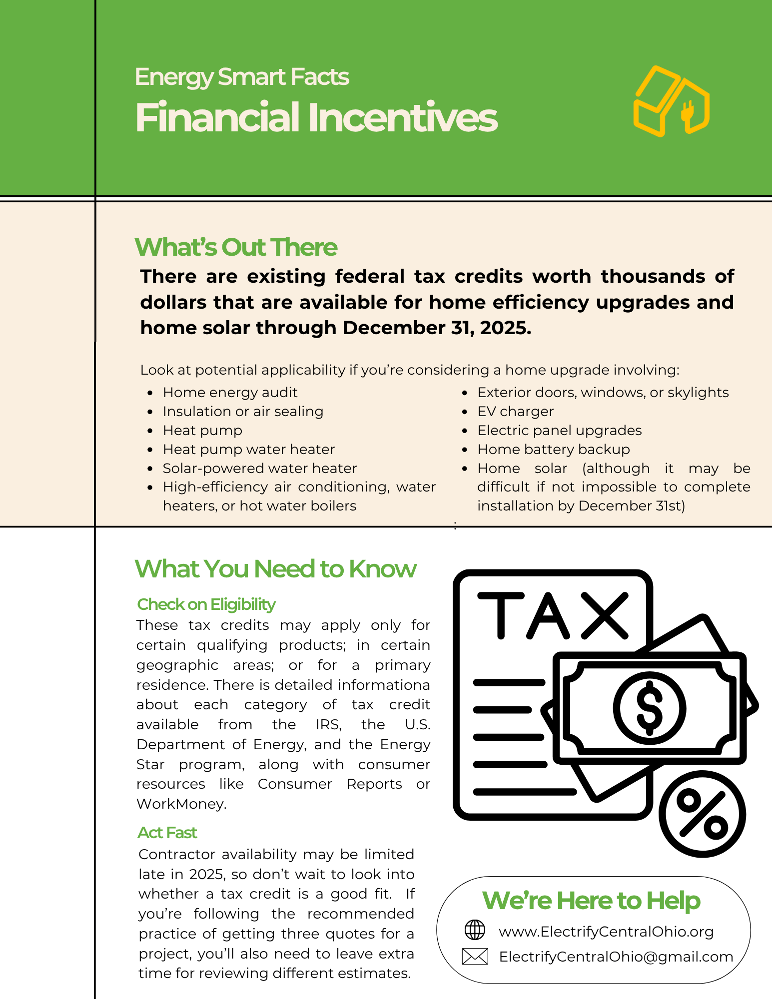 Financial Incentives Fact Sheet