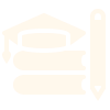 Stack of books with a graduation cap and a pencil on top
