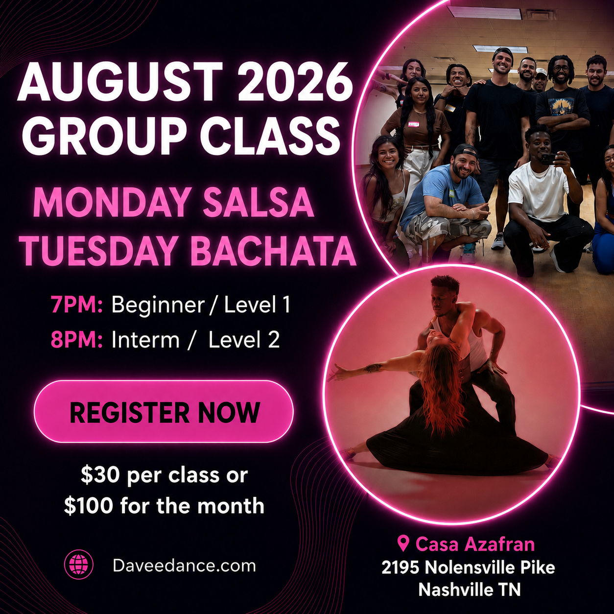 Monday Salsa / Bachata Tuesday " group class"