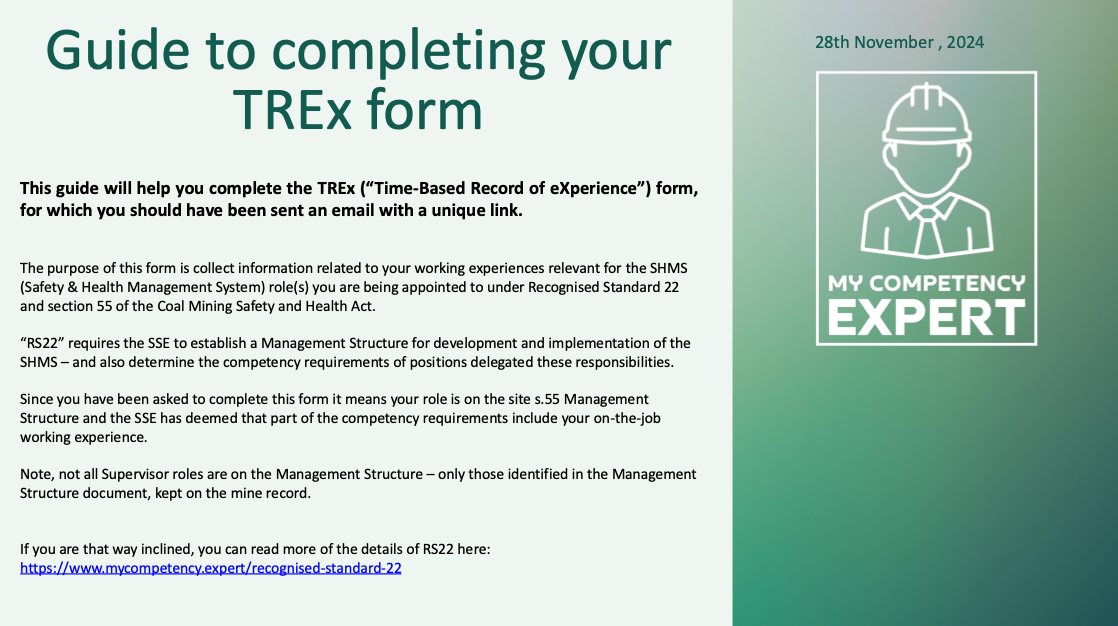 Capturing on-the-job working experience “TREx”