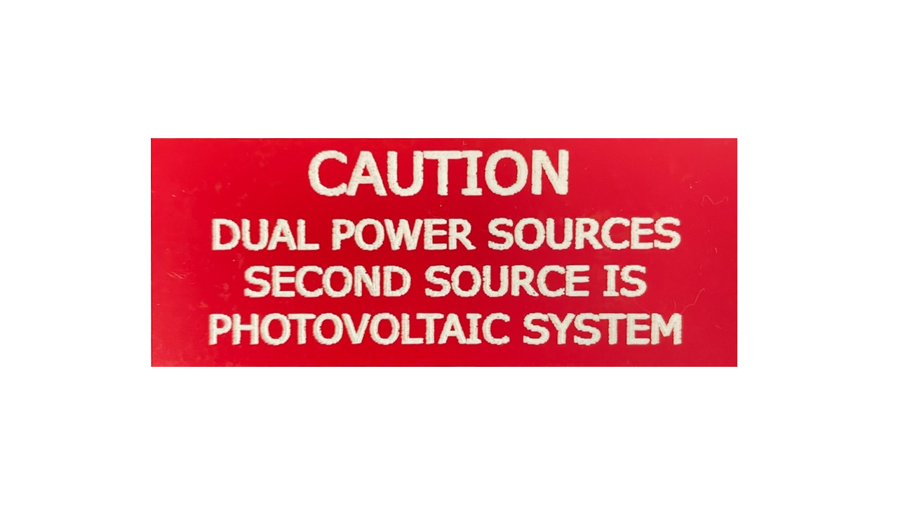 1 x 3 Caution Dual Power Source