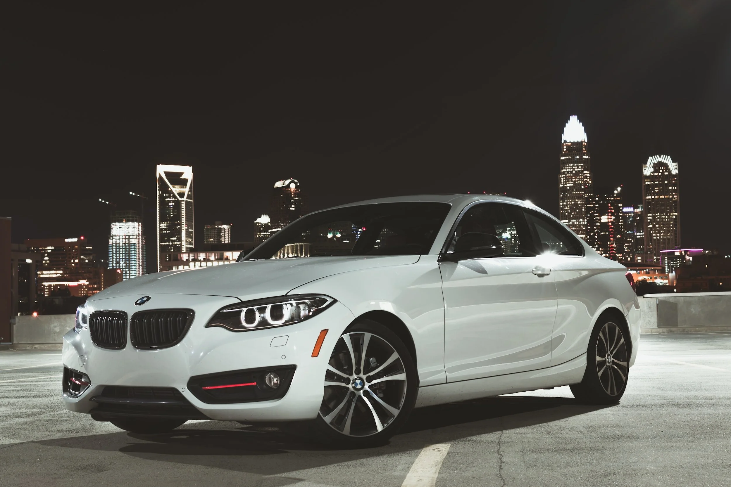 BMW with cityscape