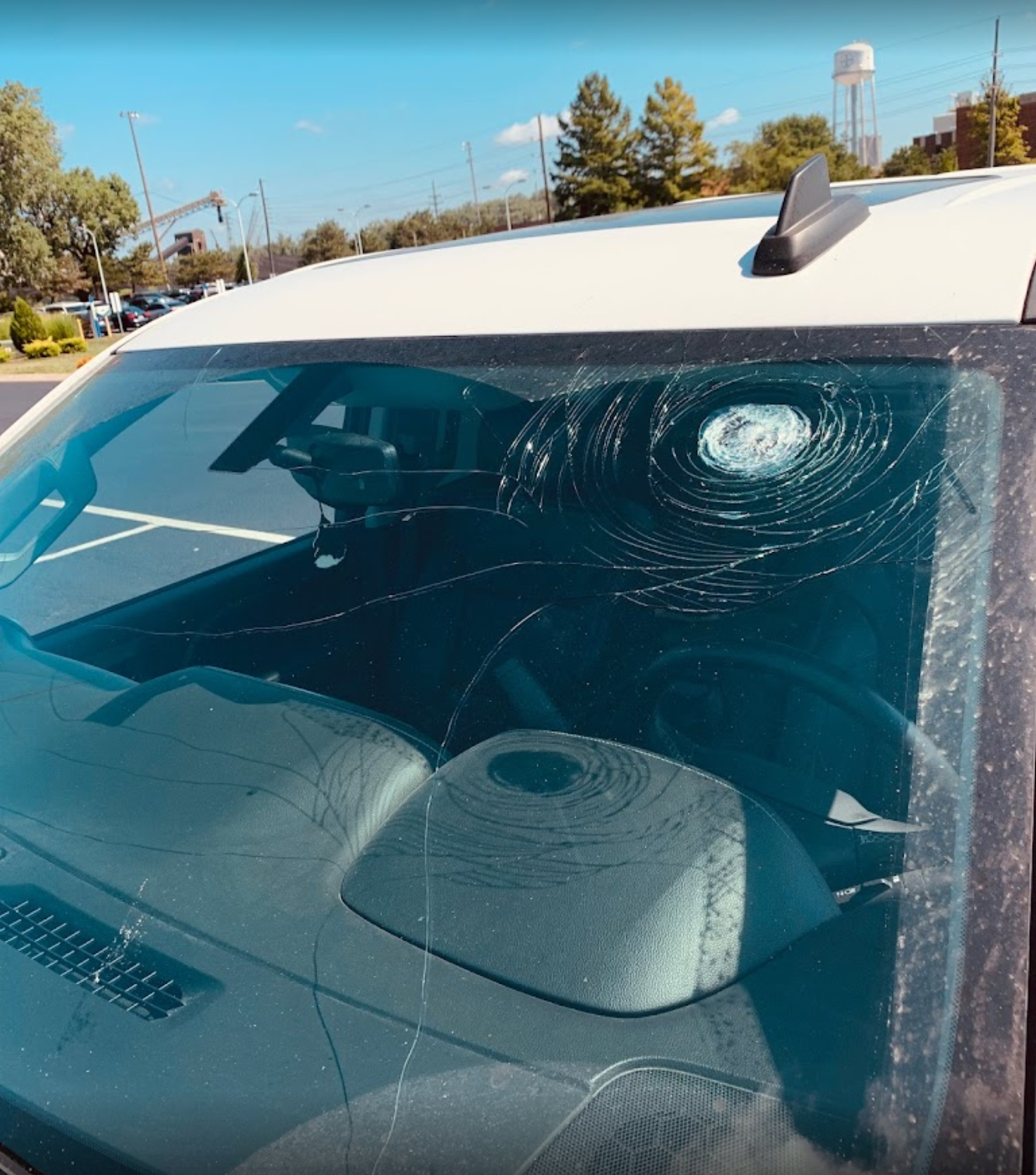 White Care Auto Glass Shattered