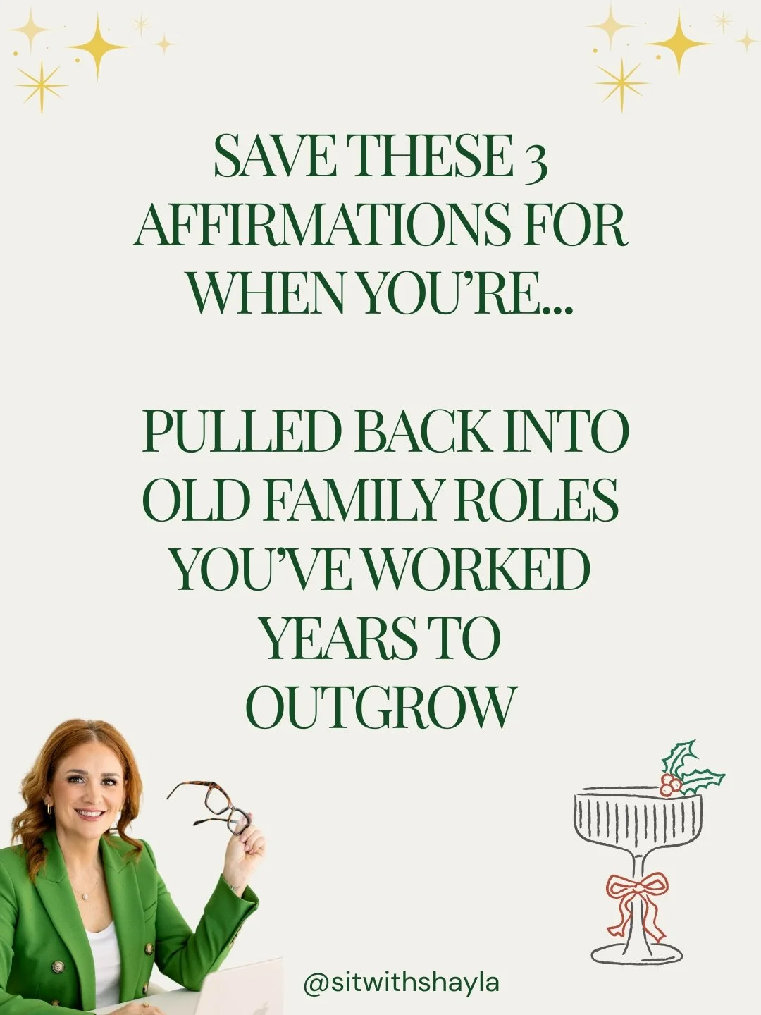 ✨When you go home for the holidays, it&rsquo;s wild how fast old family roles resurface. It&rsquo;s normal to feel pulled back into versions of yourself you&rsquo;ve worked so hard to outgrow. 

✨Family systems have a way of activating old wounds and