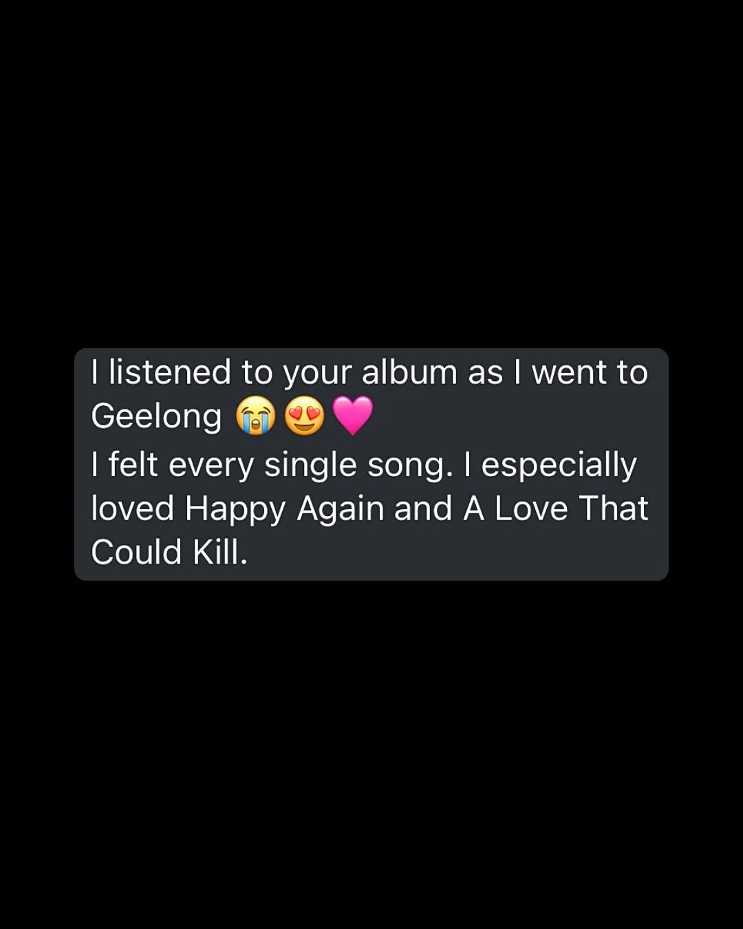 Seeing you connect with the album now it&rsquo;s out has been so surreal 🥹

These songs lived in my head for so long. It means everything to feel them resonate with you.

Thank you for your messages. They&rsquo;ve meant more than I can explain ❤️