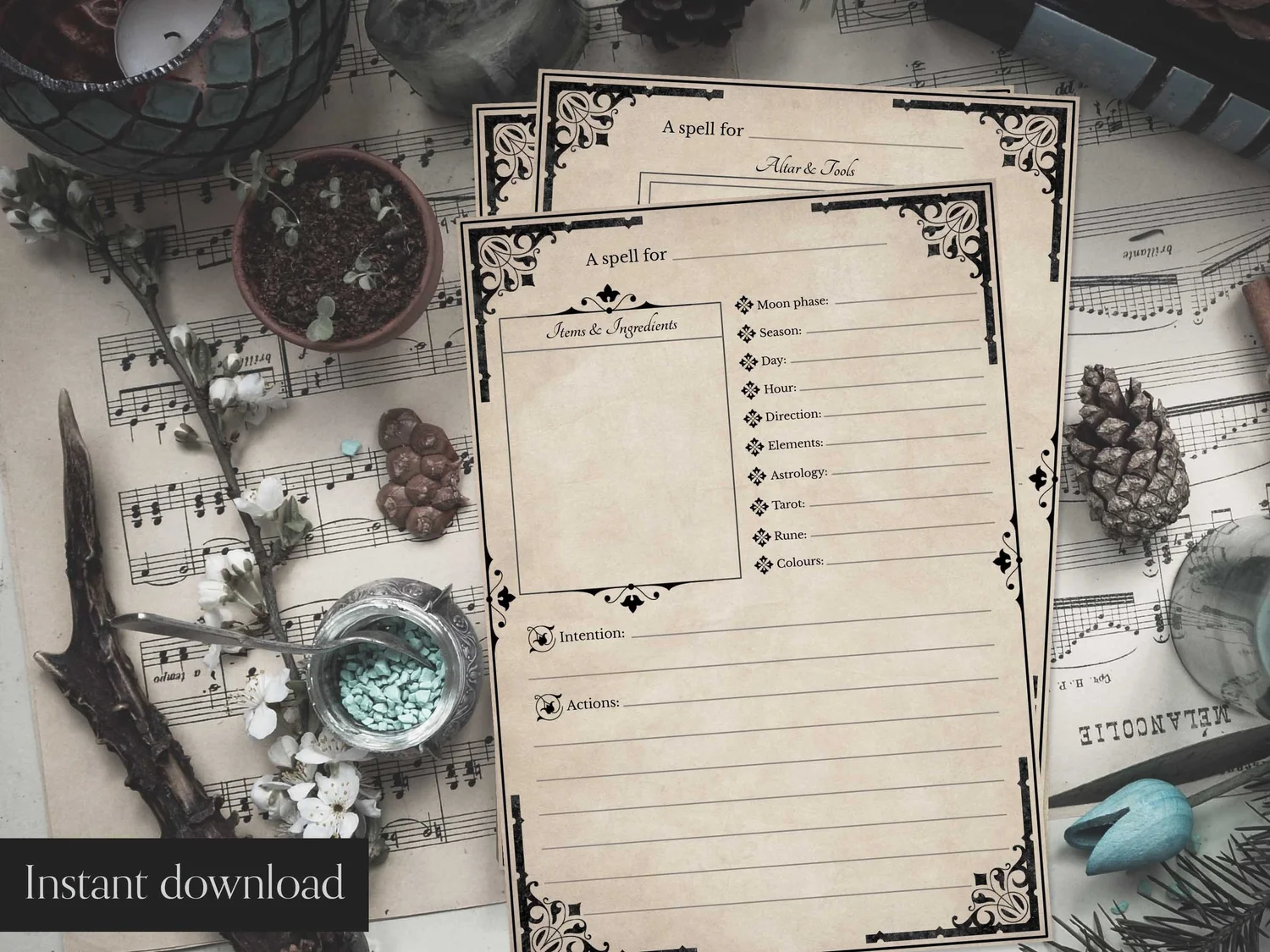 2-book-of-shadows-blank-spell-pages-for-grimoire-and-witchcraft-spell-book-reliquary-curios