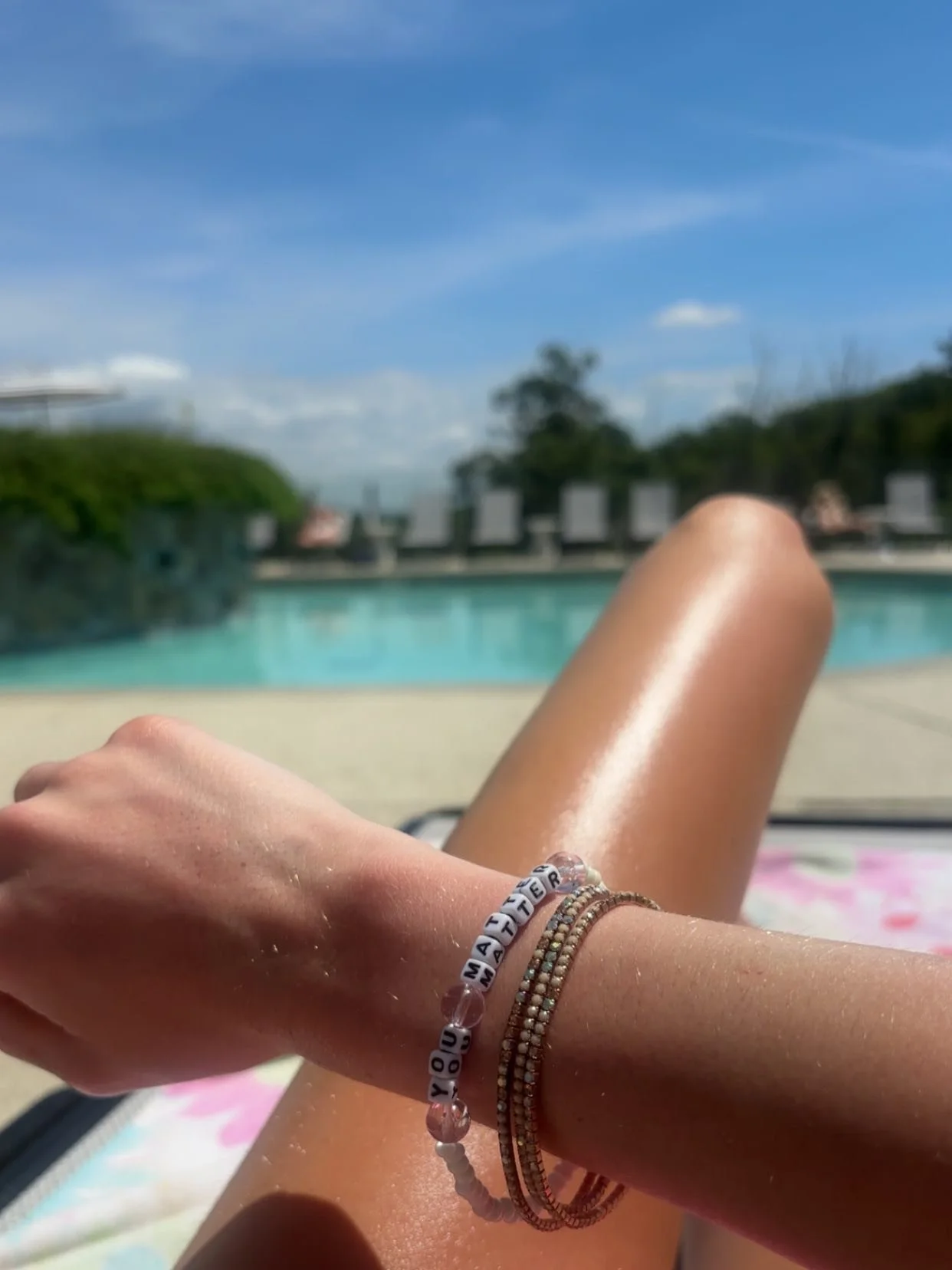 I am loving seeing everyone wearing their bracelets this summer and spreading these important messages!! ☀️🩵 thank you to everyone who has already bought one and supported the fundraiser!! there are still many bracelets options available and it is n