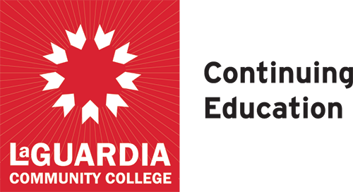 The logo of La Guardia Community College with the text 'Continuing Education'.