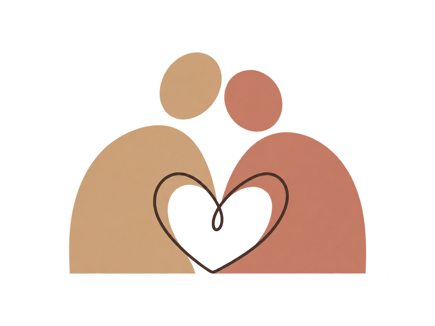 Illustration of two people holding a heart-shaped outline, with a smaller red heart inside, symbolizing love and connection.