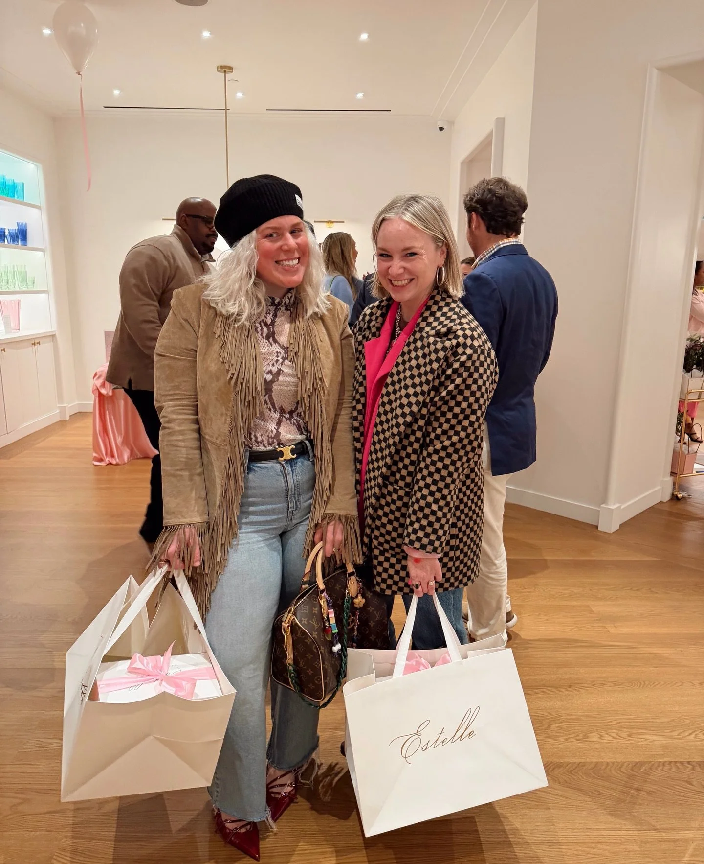 We loved celebrating @estellecoloredglass first birthday for their gorgeous storefront!  Our houses are stacked with their beautiful, unique colored glassware ✨