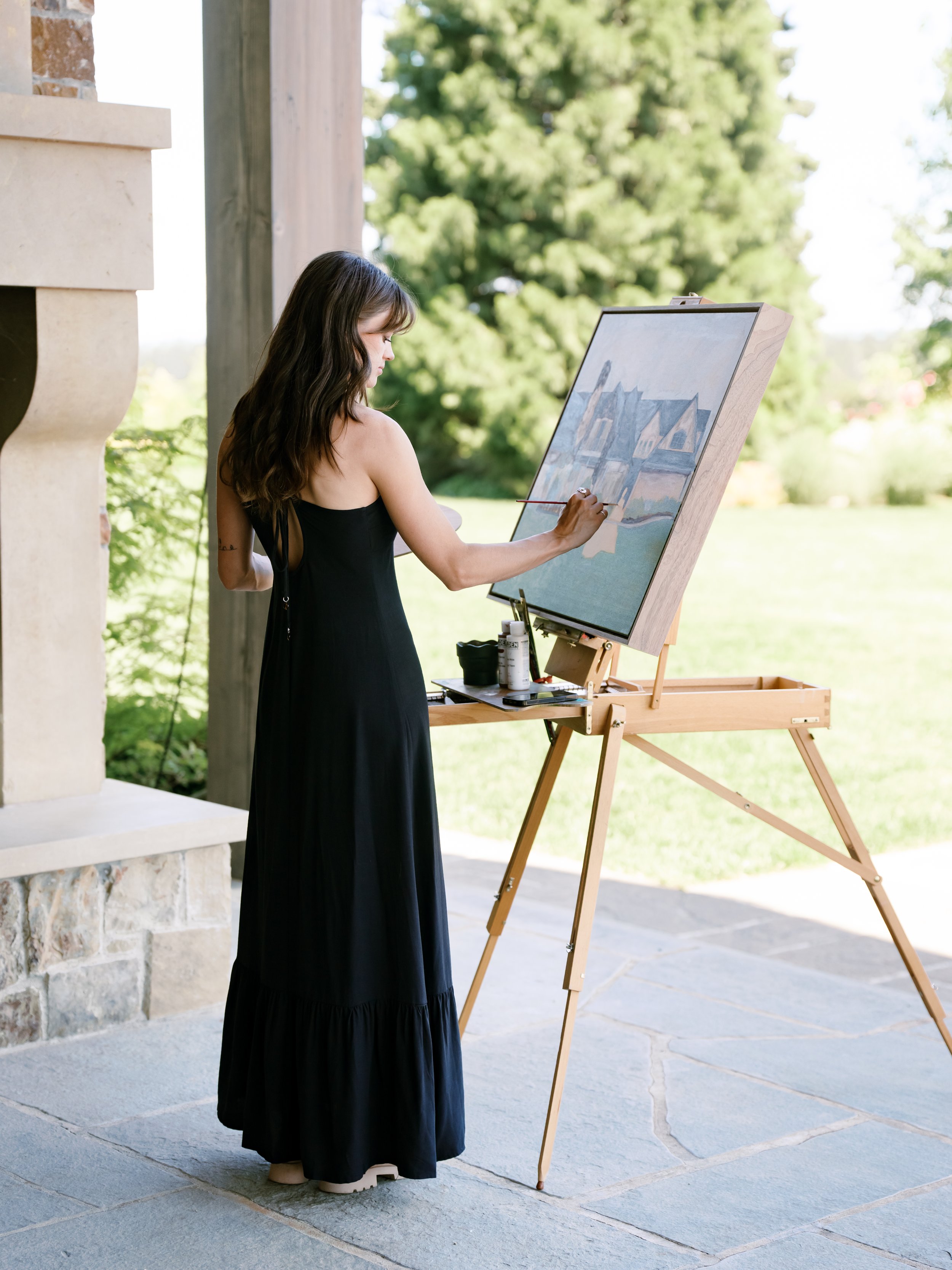 fun things to do during a wedding reception live wedding painting in Portland Oregon