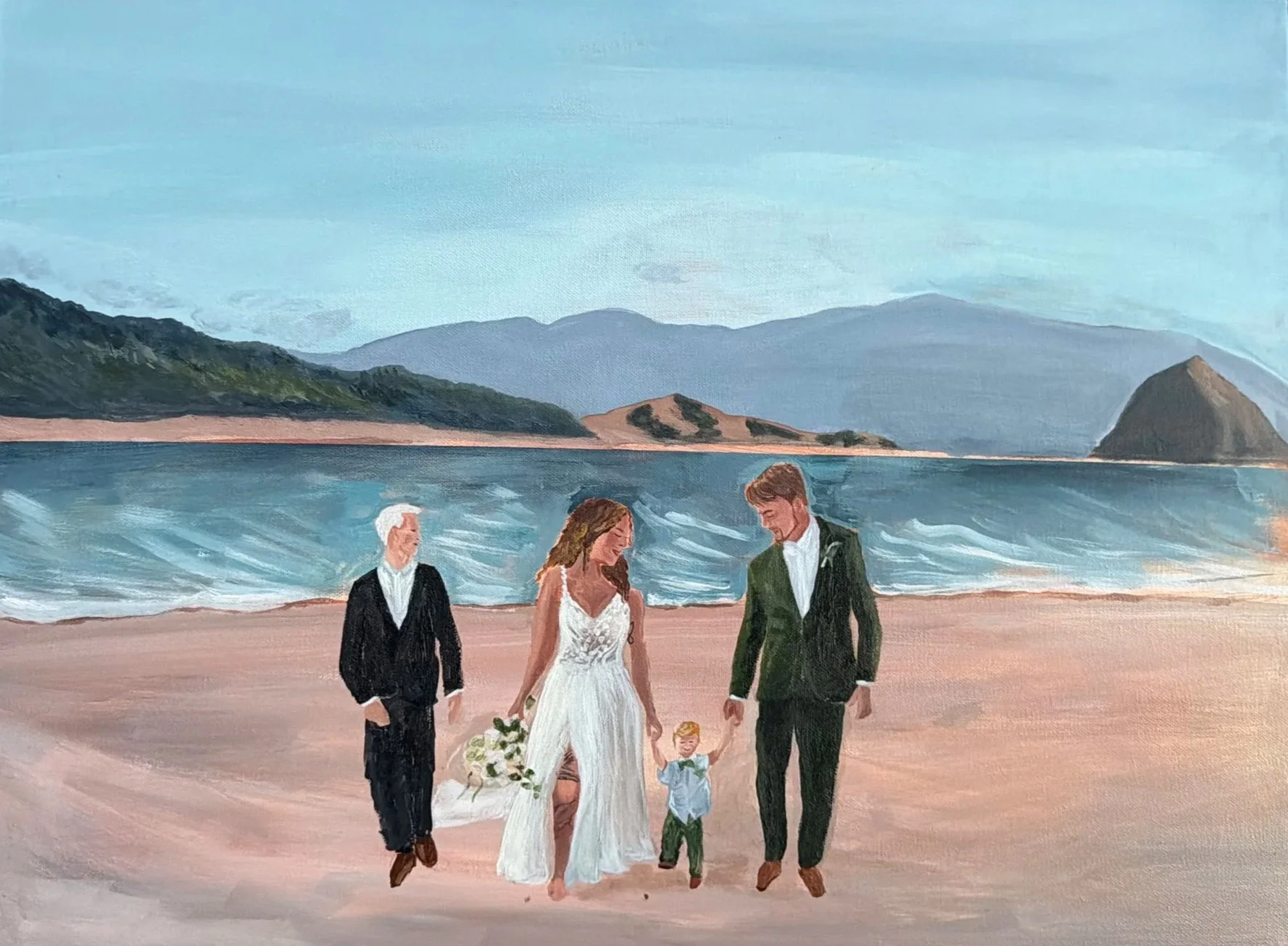 elopement on the Oregon coast live painting for an elopement