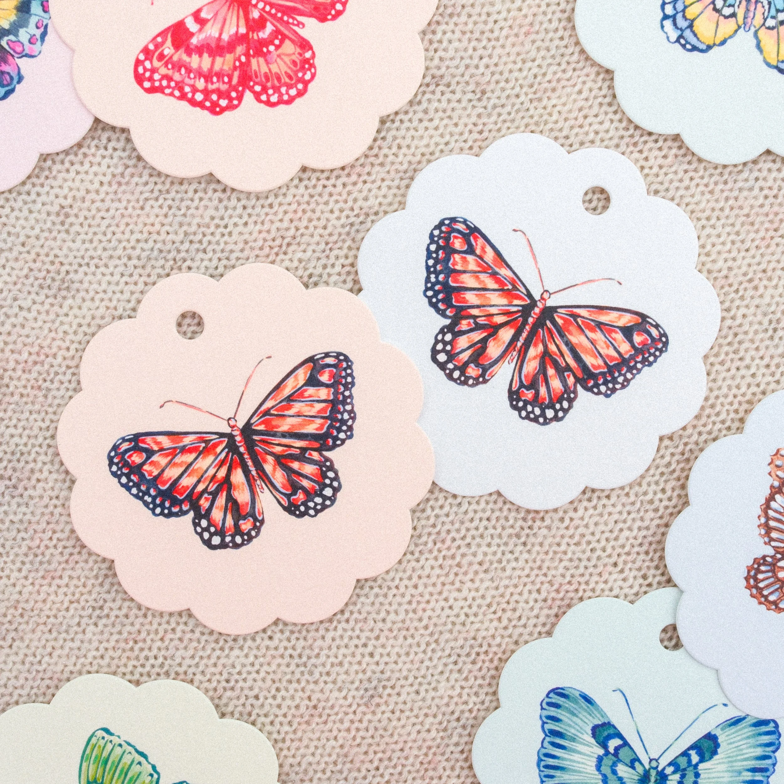 Fireside Butterfly Scallop Gift Tags