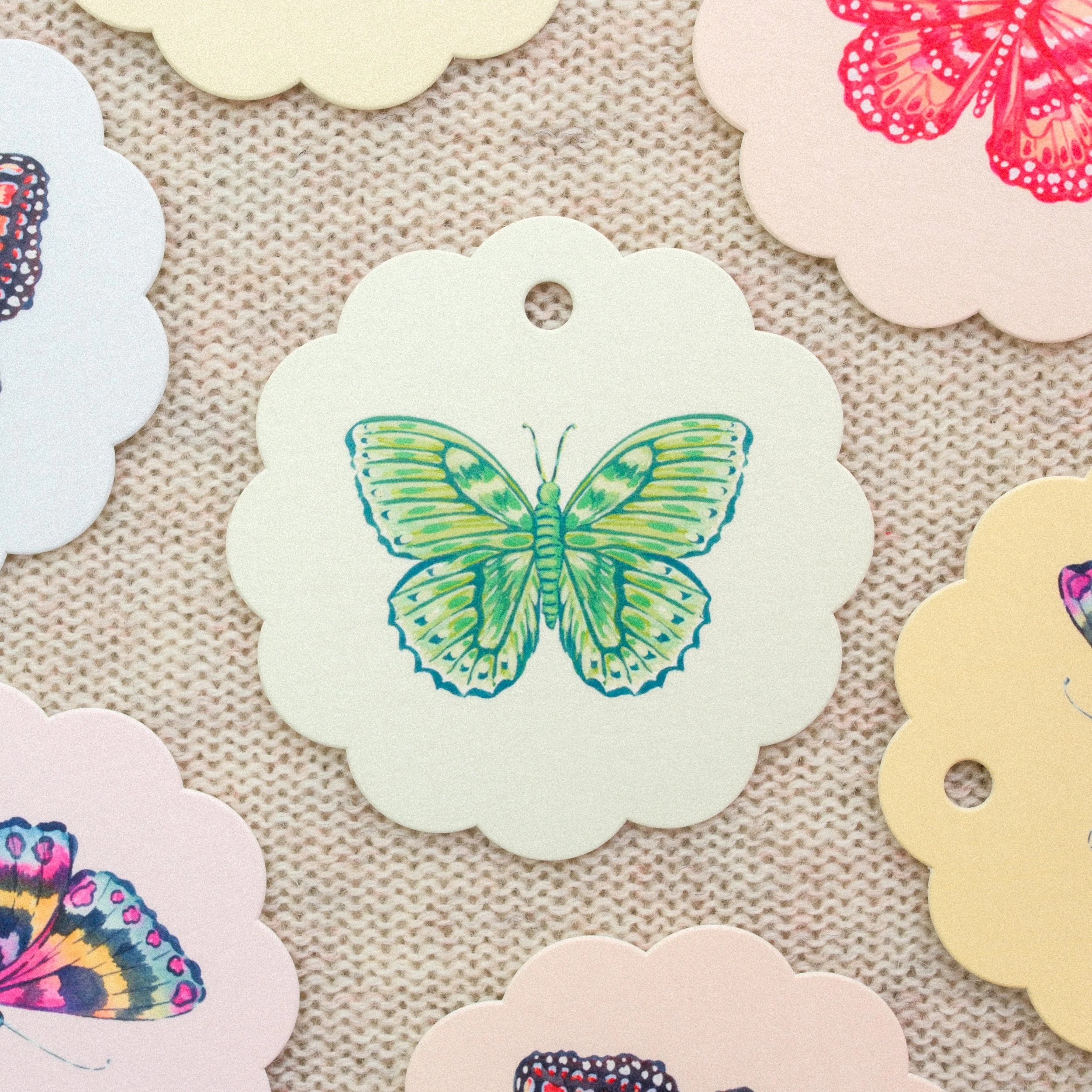 Forest Butterfly Scallop Gift Tags