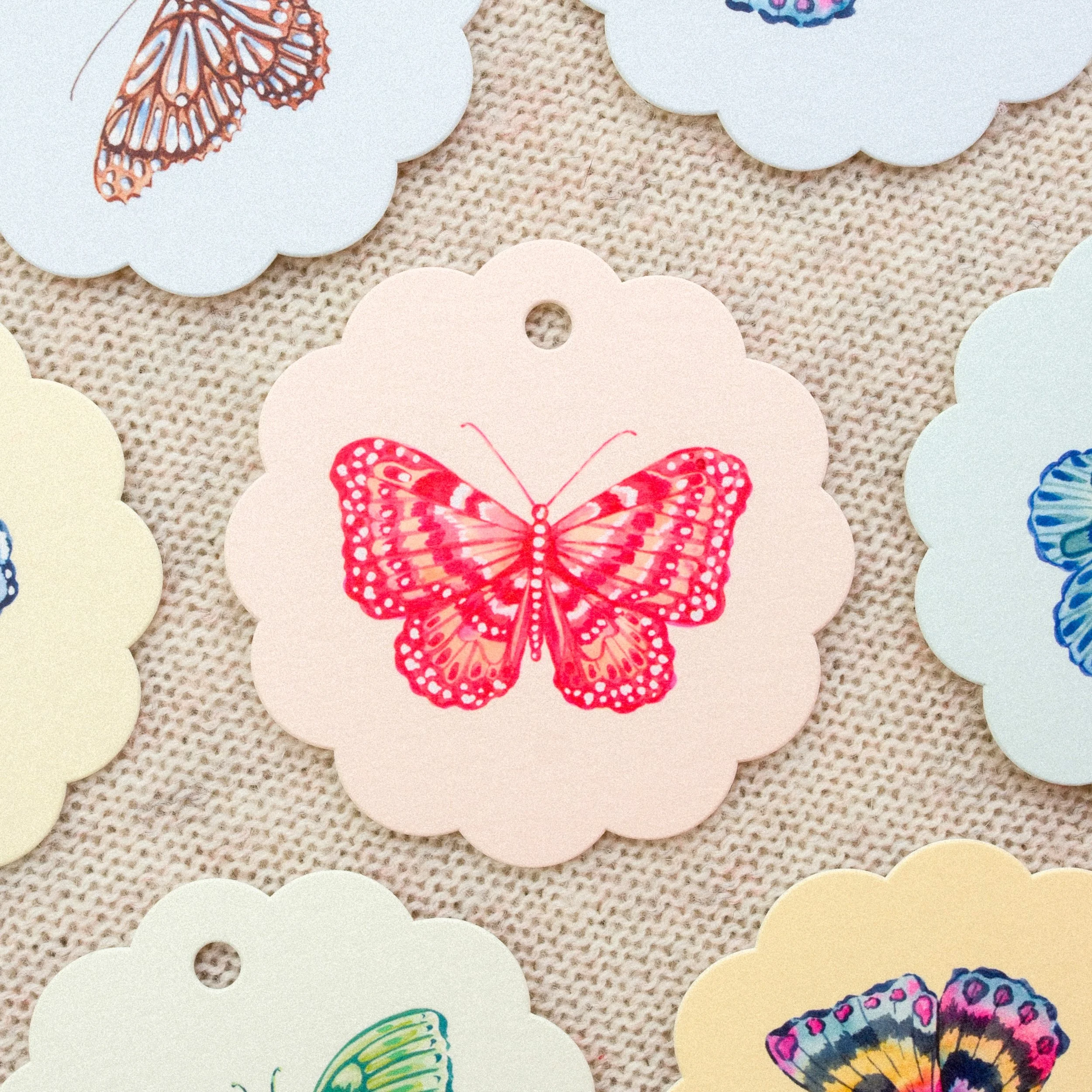 Sunset Butterfly Scallop Gift Tags