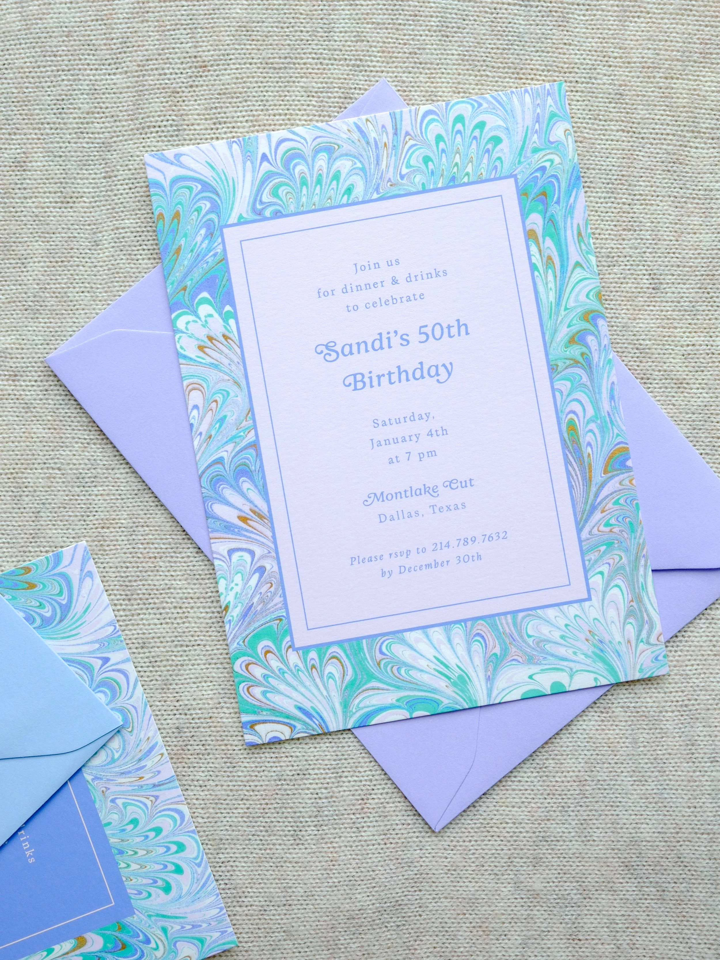 Coastal Breeze Marble Invitation