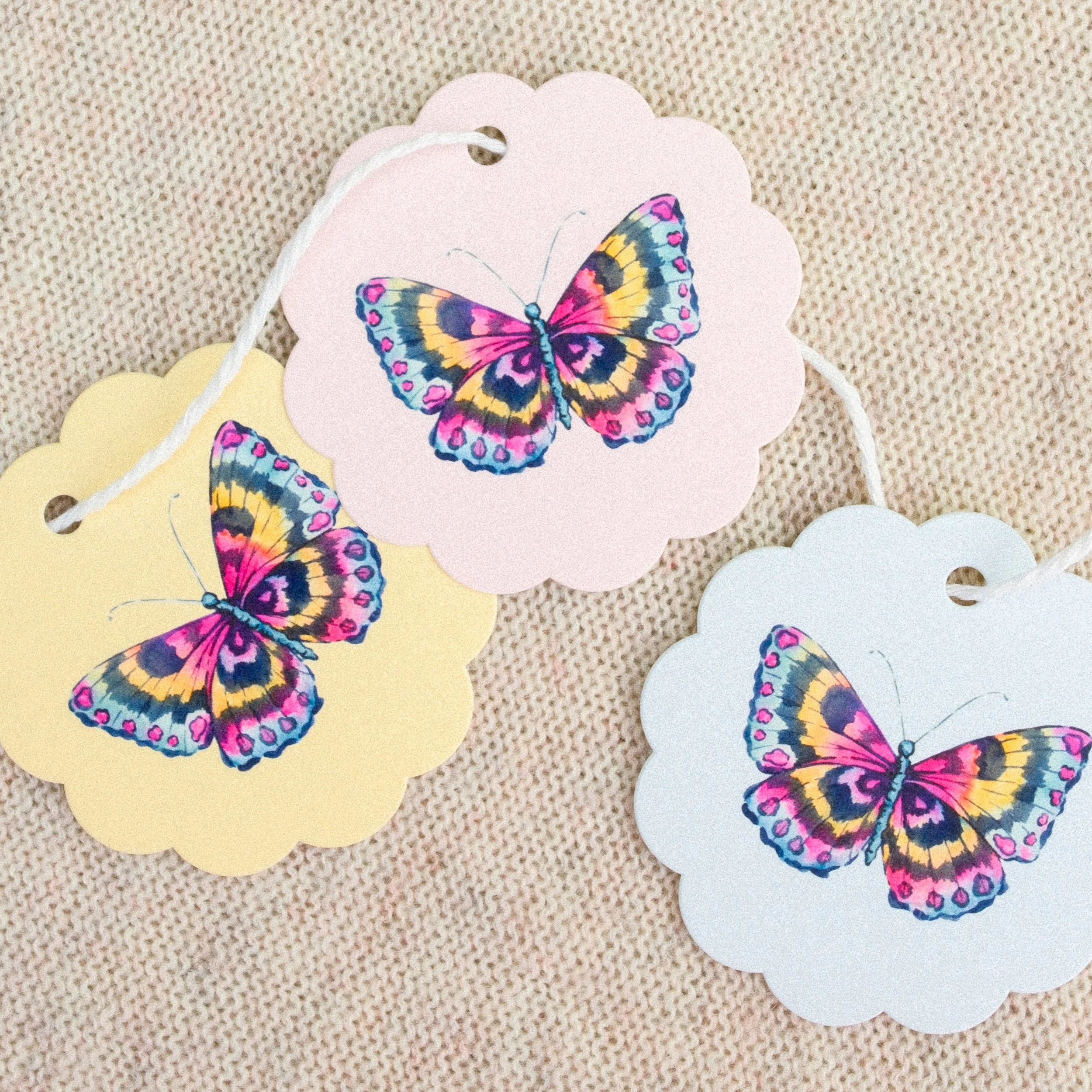 Rainbow Butterfly Scallop Gift Tags