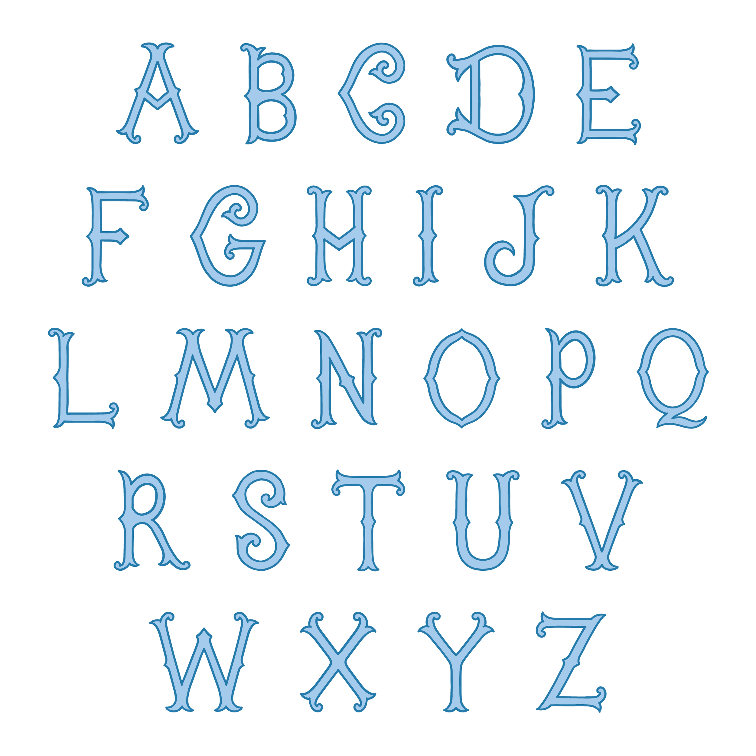 Blue Hydrangea Floral Initial Alphabet.png
