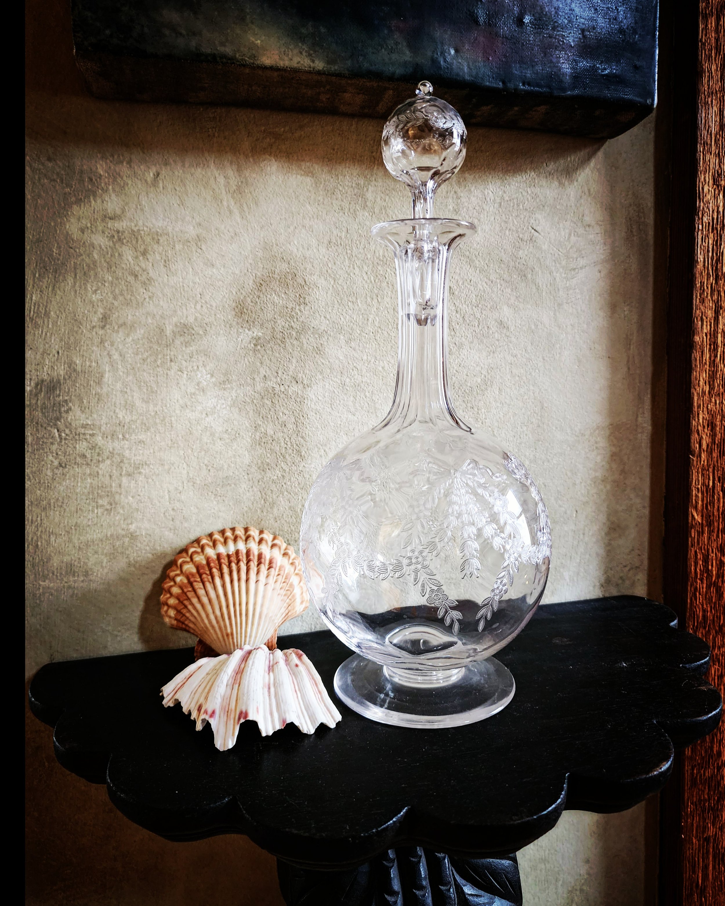 Late 19th Century Etched Glass Decanter, possibly French