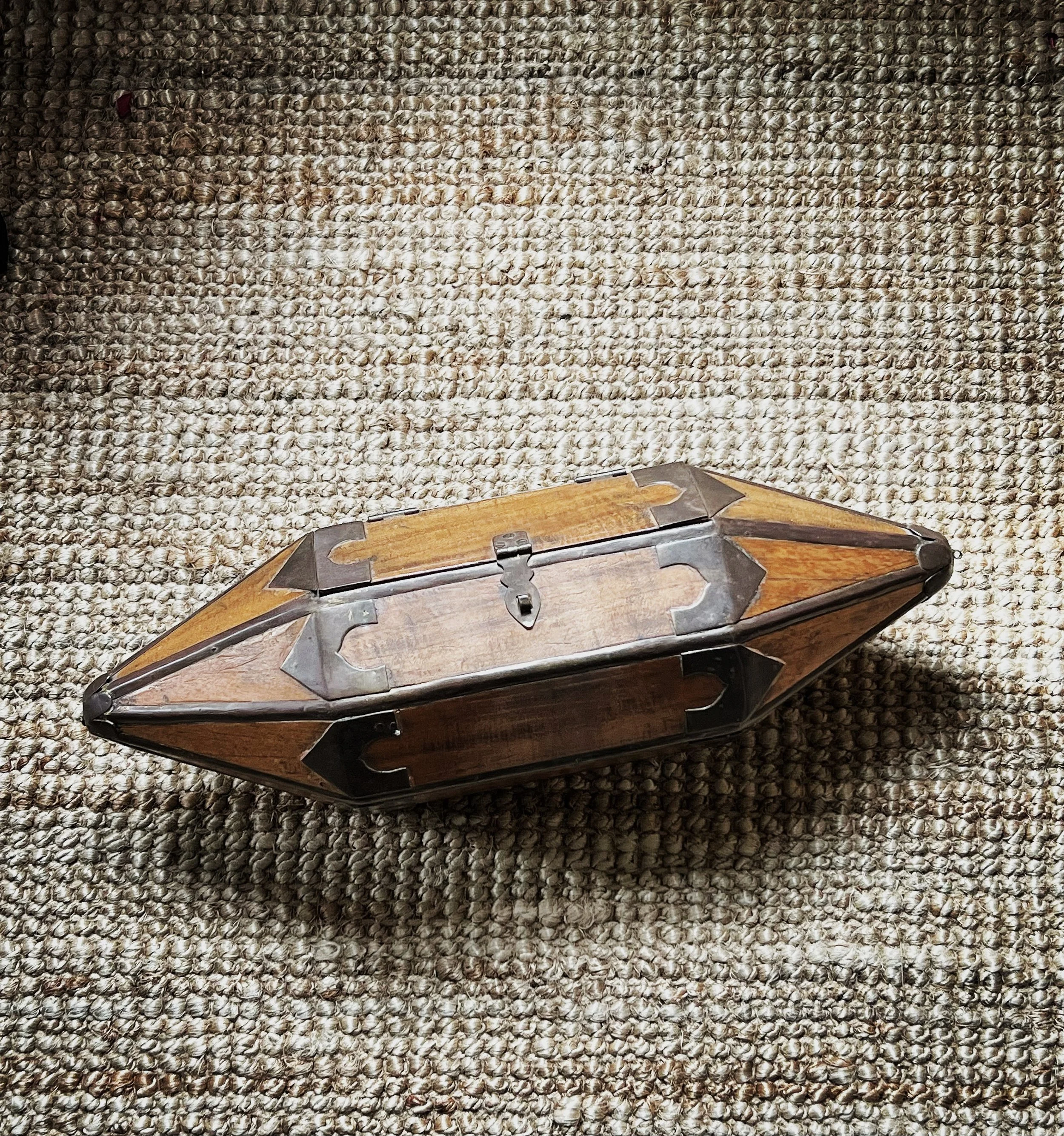 A Rare Antique Unique Shaped Wooden Box