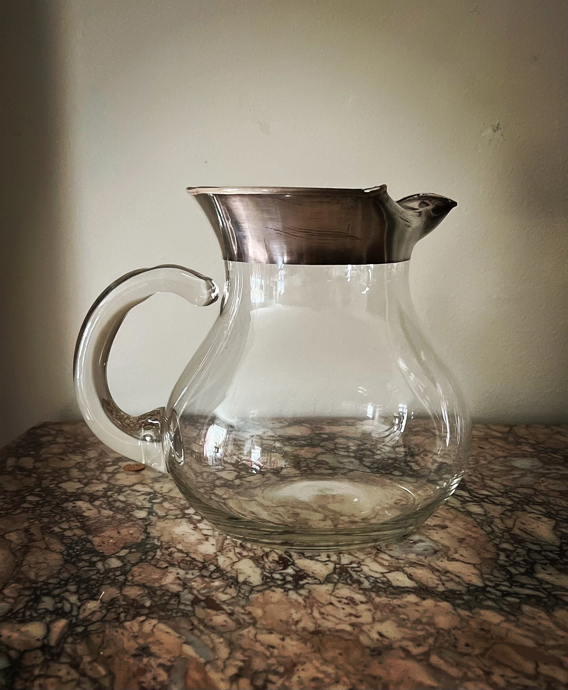Vintage Dorothy Thorpe Sterling Silver Band on Crystal Pitcher