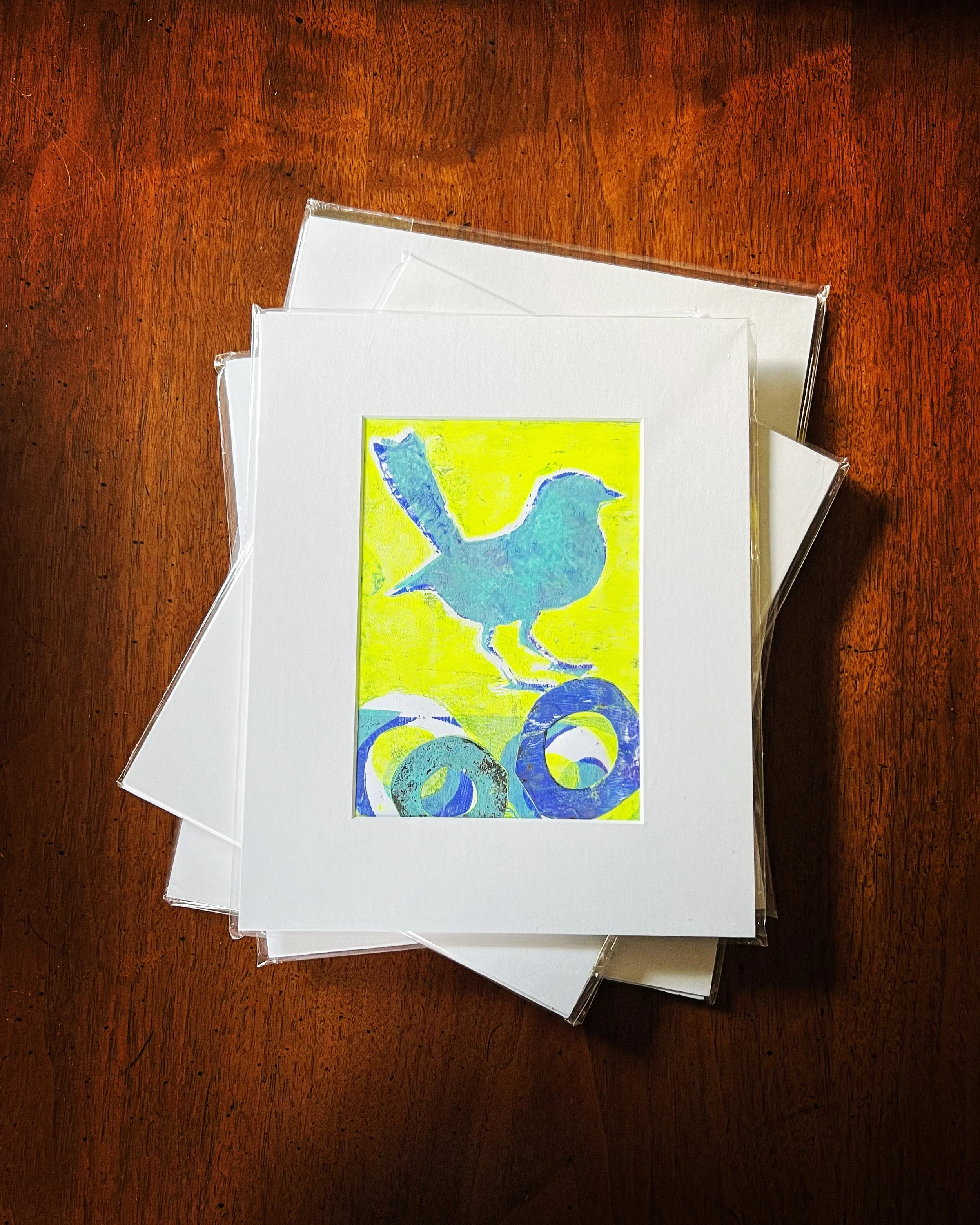 A Unique Monotype Art Piece by Sandra Darby Galka, framed