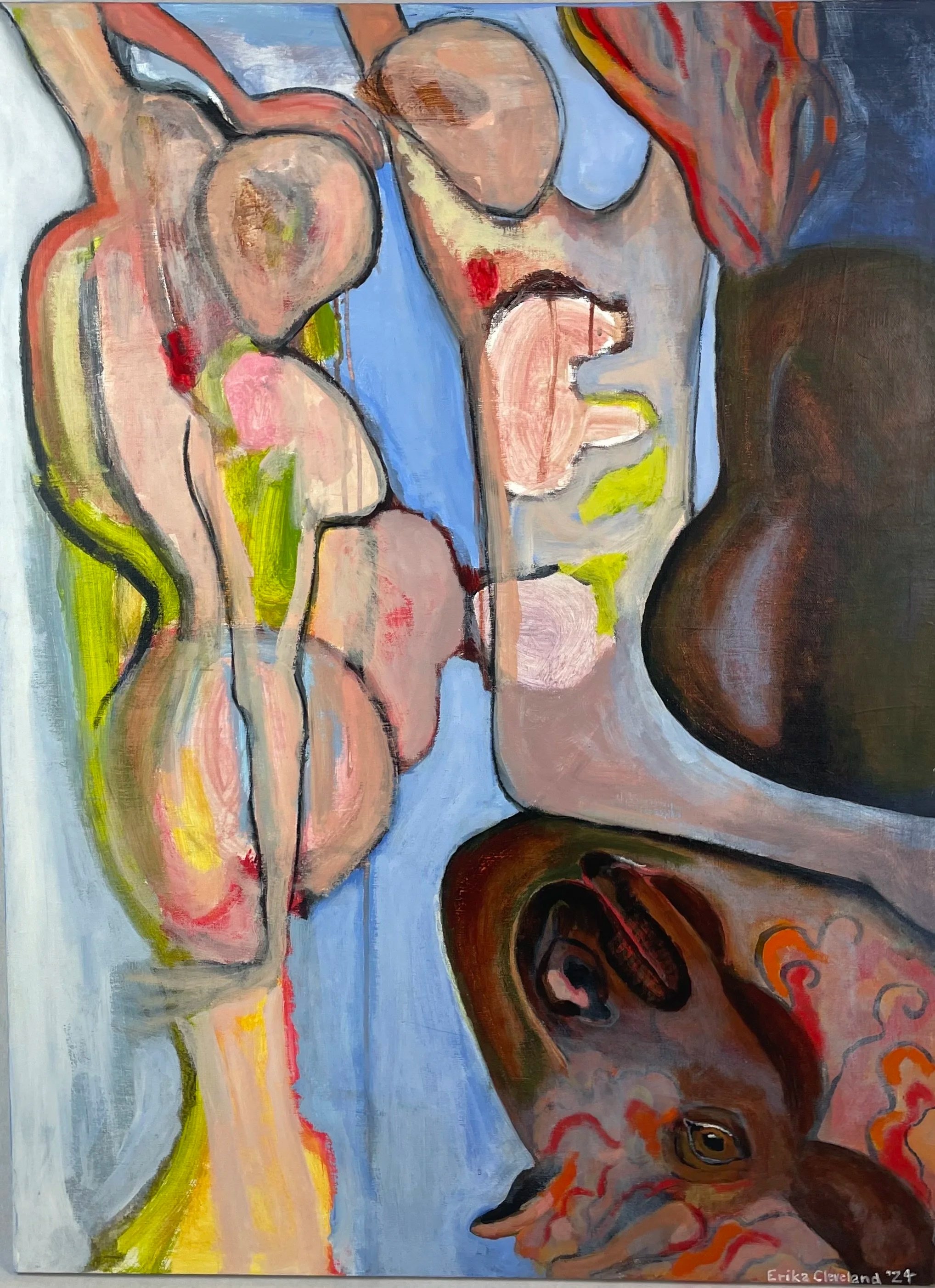 The Space Between, painting, acrylic and watercolor crayon on canvas, 30 x 40, 2024