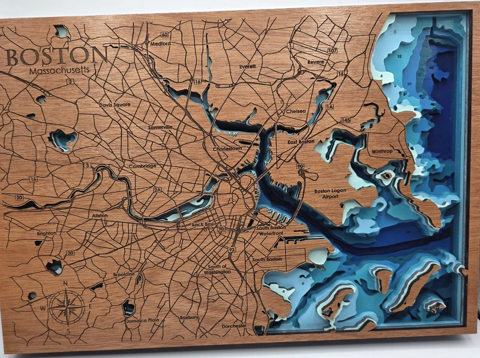 Topographical Map of Boston, MA