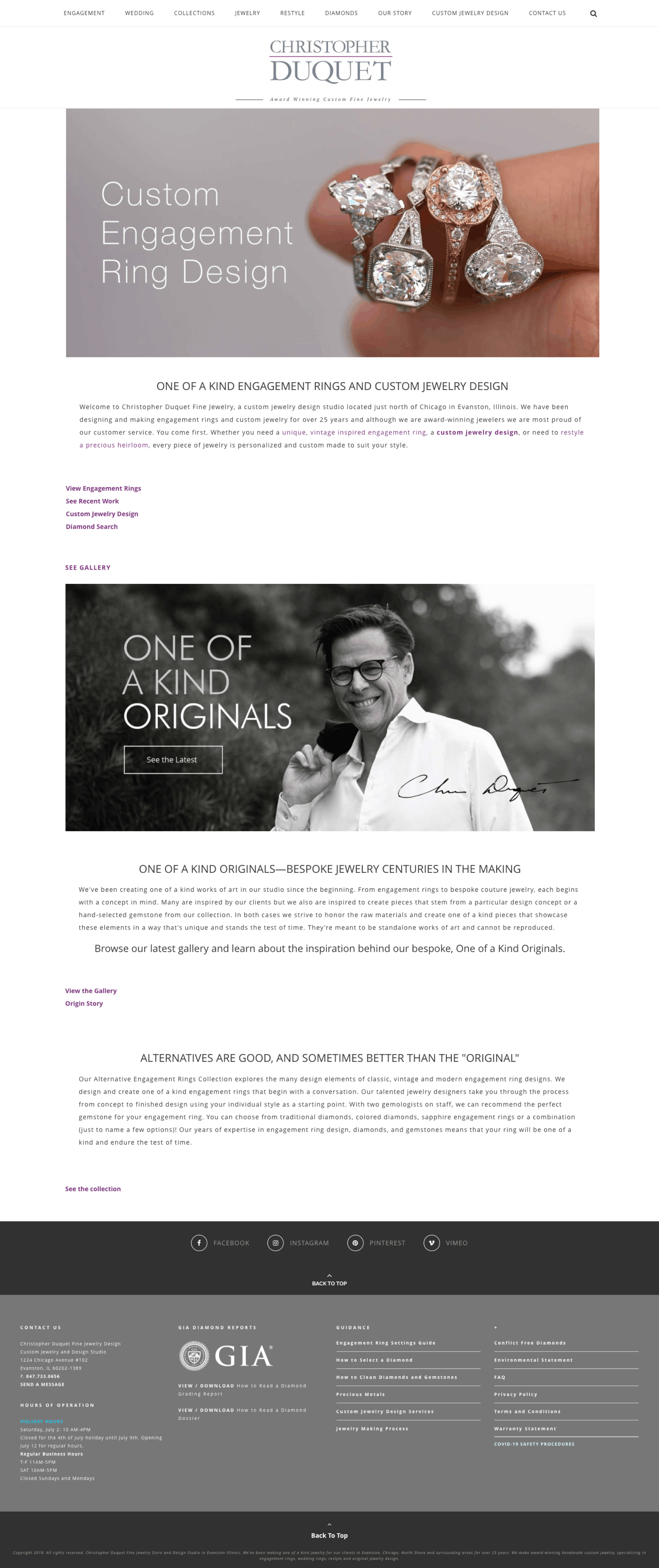 Before: Content Heavy Retail Jewelry Website Homepage