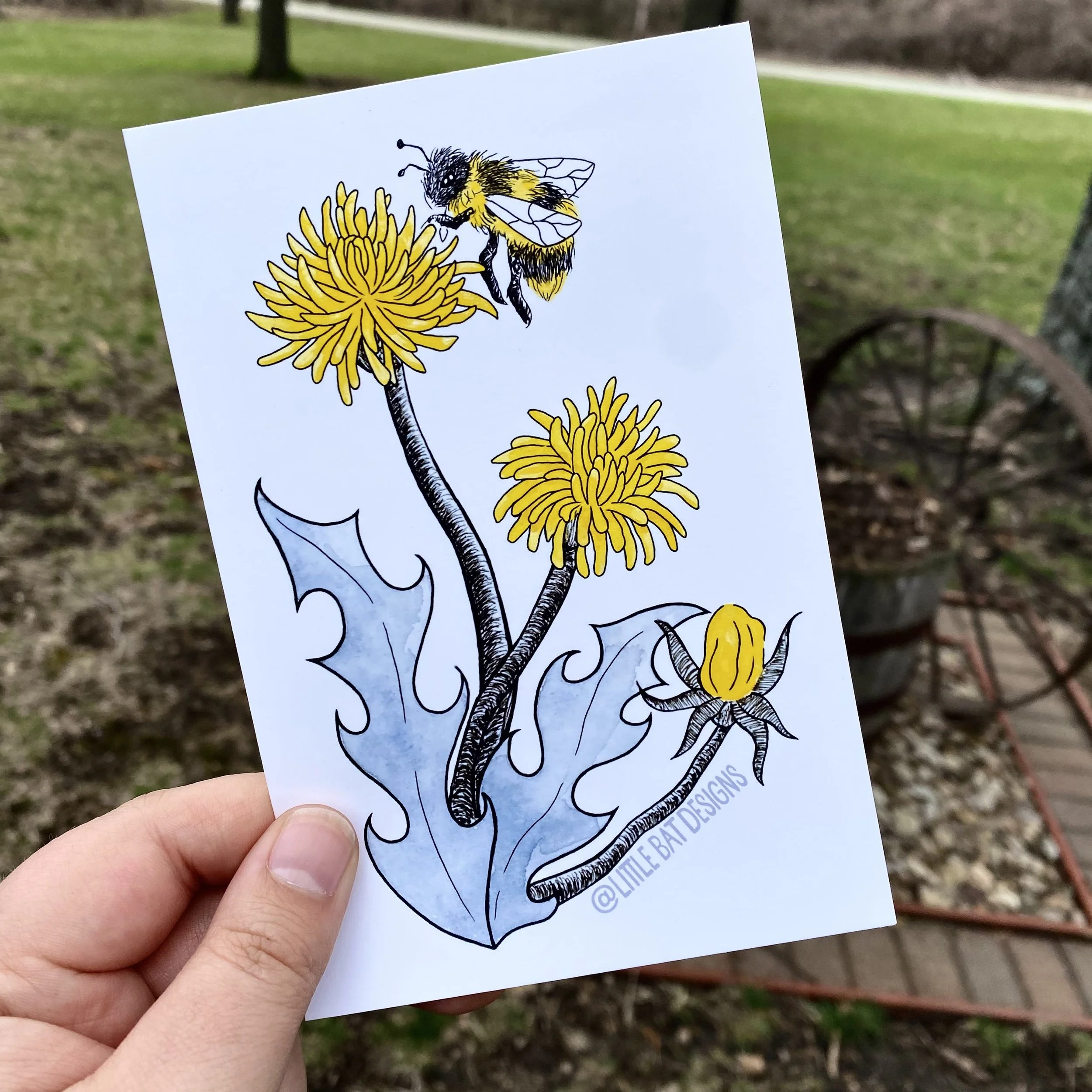 Dandelion Bee Print