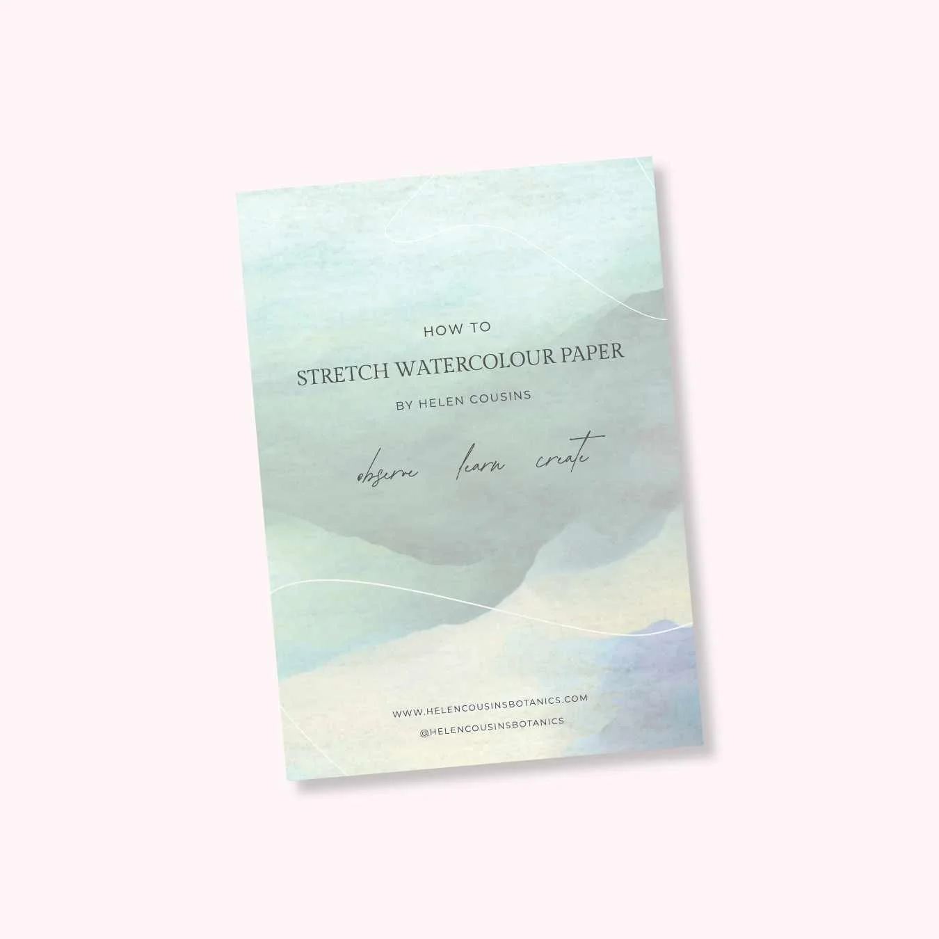 Cover of the 'How to Stretch Watercolour Paper' guide on a pink background.
