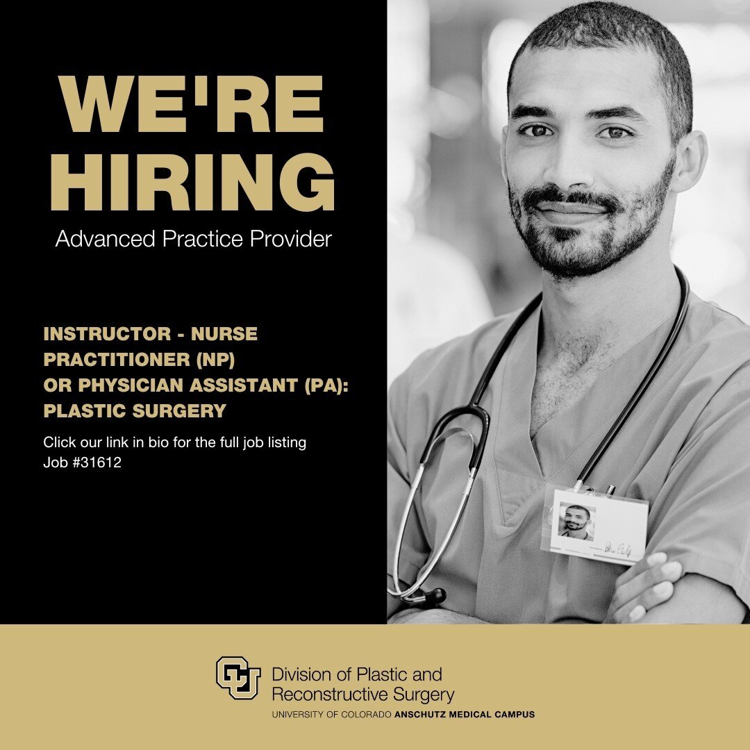 The Division of Plastic &amp; Reconstructive Surgery is hiring an Instructor - NP/PA. Check our link in bio for the job posting. ⁠
⁠
The candidate will be expected to provide independent clinical services for the plastic &amp; reconstructive surgery 