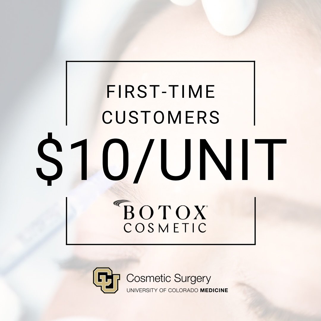 First-time Botox injections are $10/unit at CU Medicine Cosmetic Surgery! If you want to try Botox for the first time or see great results from our trusted medical professionals, now is the time to call! 

📱 303-724-8700
📧 cuplasticsurgery@cuanschu